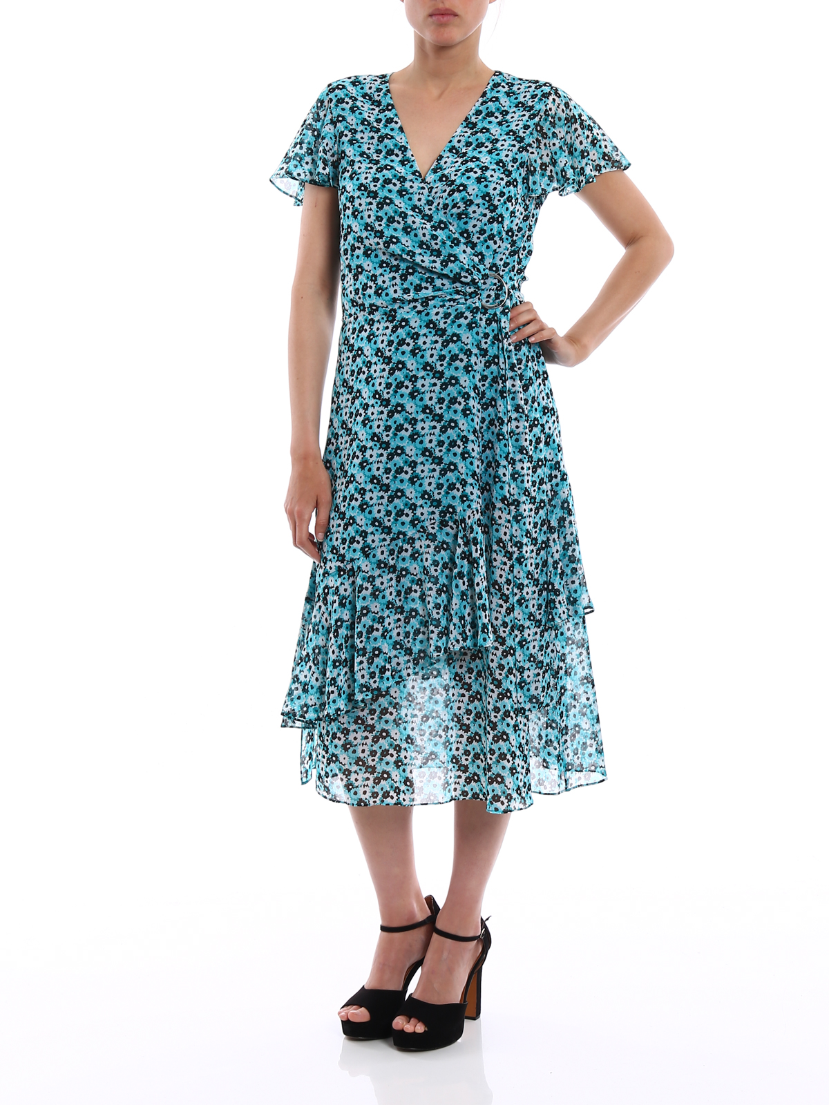 Knee length dresses Michael Kors - Floral printed chiffon wrap dress -  MS88XST8MB094