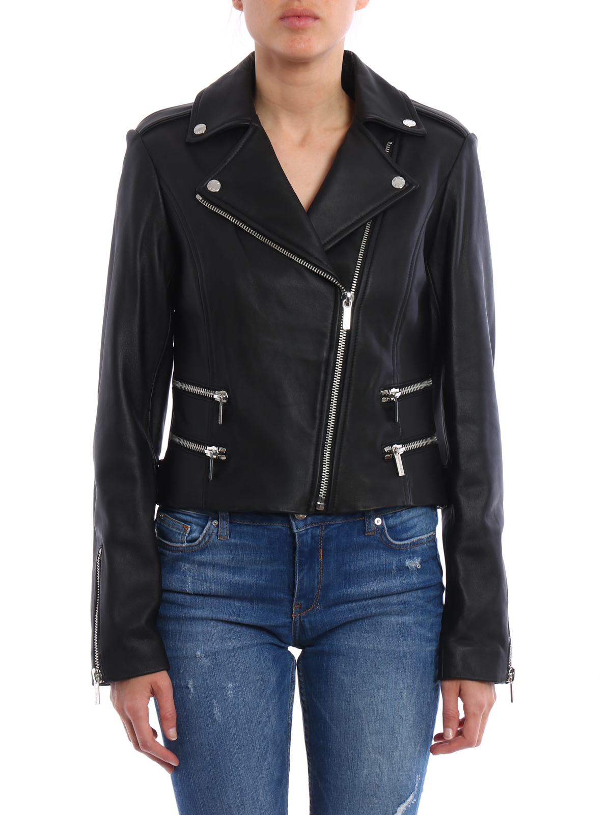 Leather jacket Michael Kors - Leather biker jacket - MS71EKV12F001
