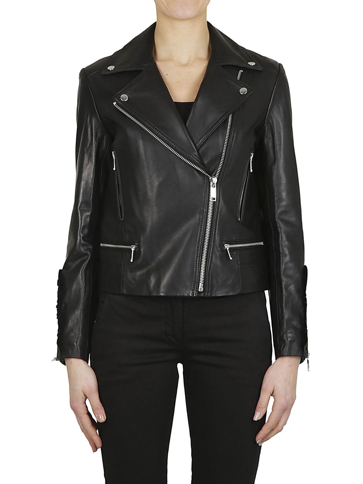 Leather jacket Michael Kors - Ruched leather biker jacket - MH72HTK8FX001