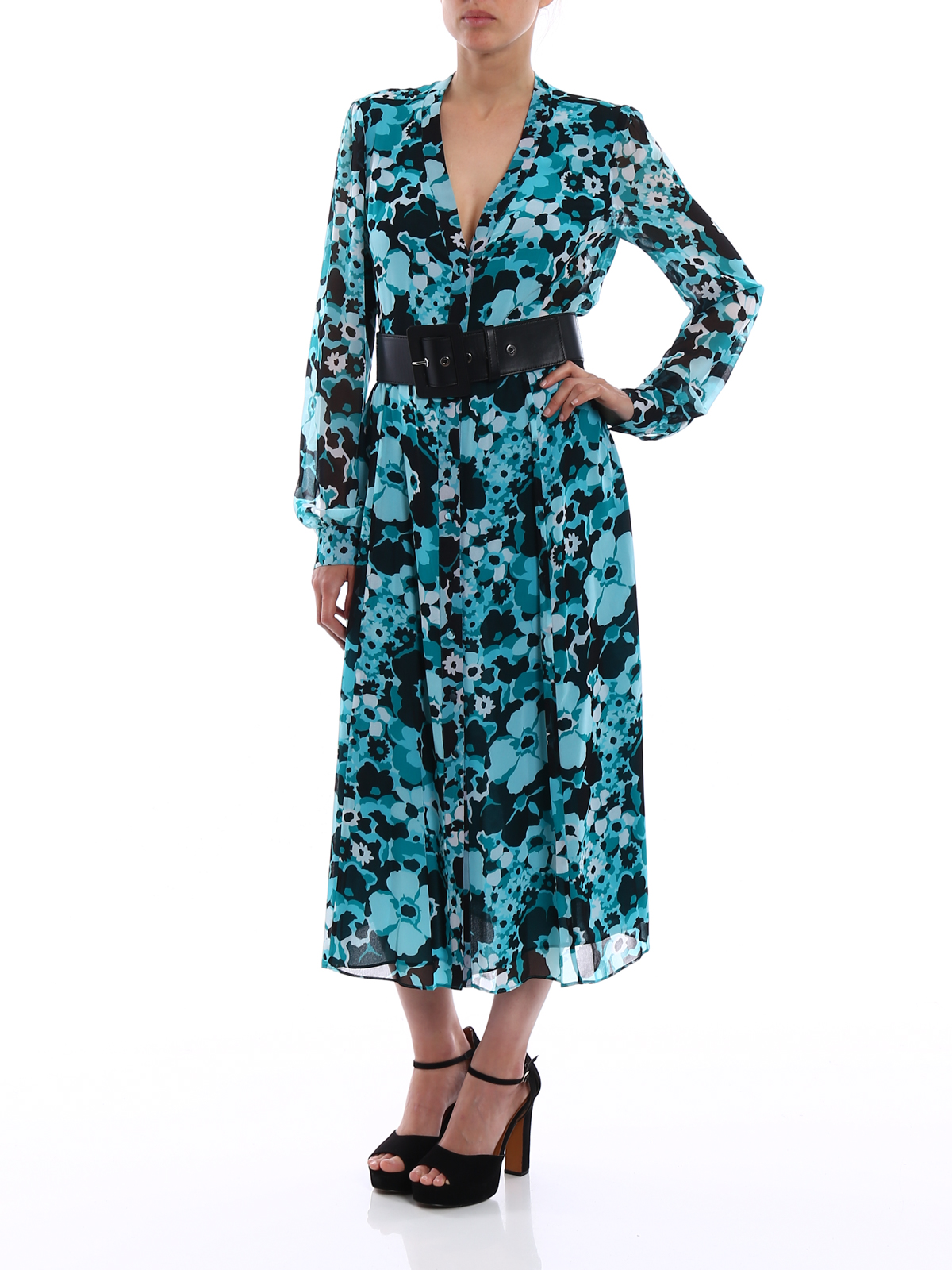 Maxi dresses Michael Kors - Floral printed chiffon shirt dress -  MS88Y468LU094