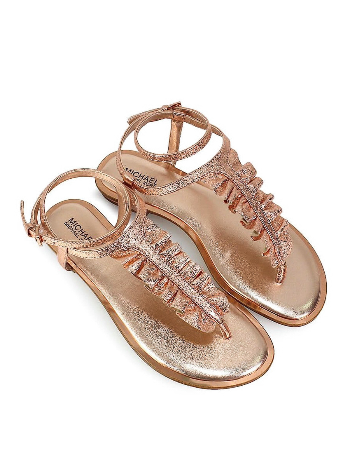 top Eed Aubergine Sandals Michael Kors - Bella rose gold thong sandals - 40S8BLFA3M187