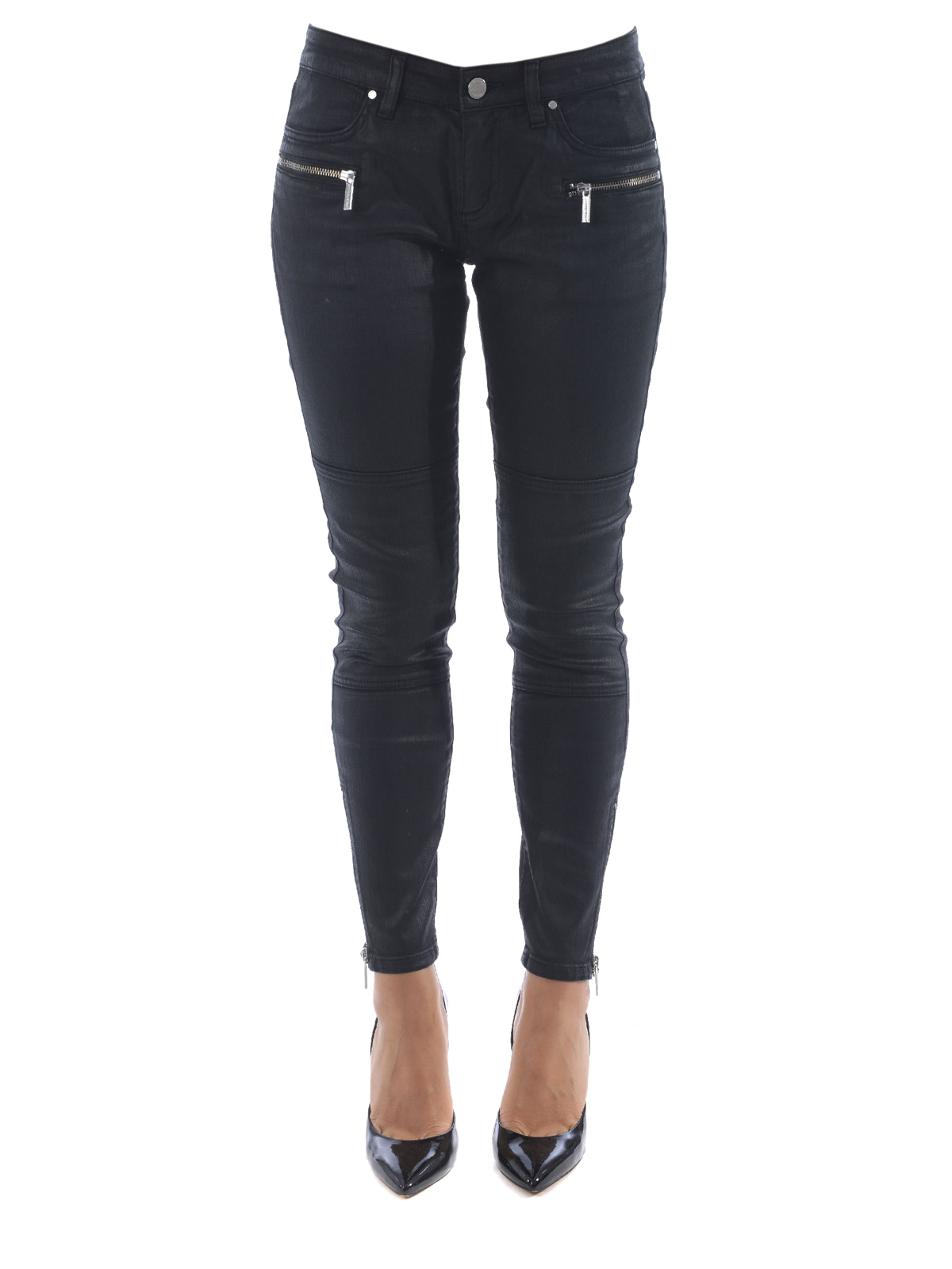 coated stretch jeans