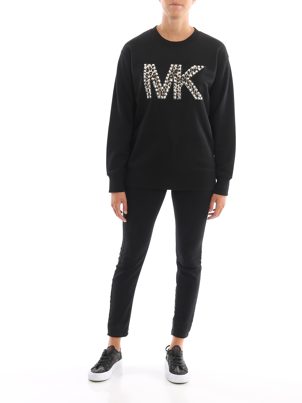 Sweatshirts & Sweaters Michael Kors - MK studded patch black cotton sweater  - MF95MC697F001