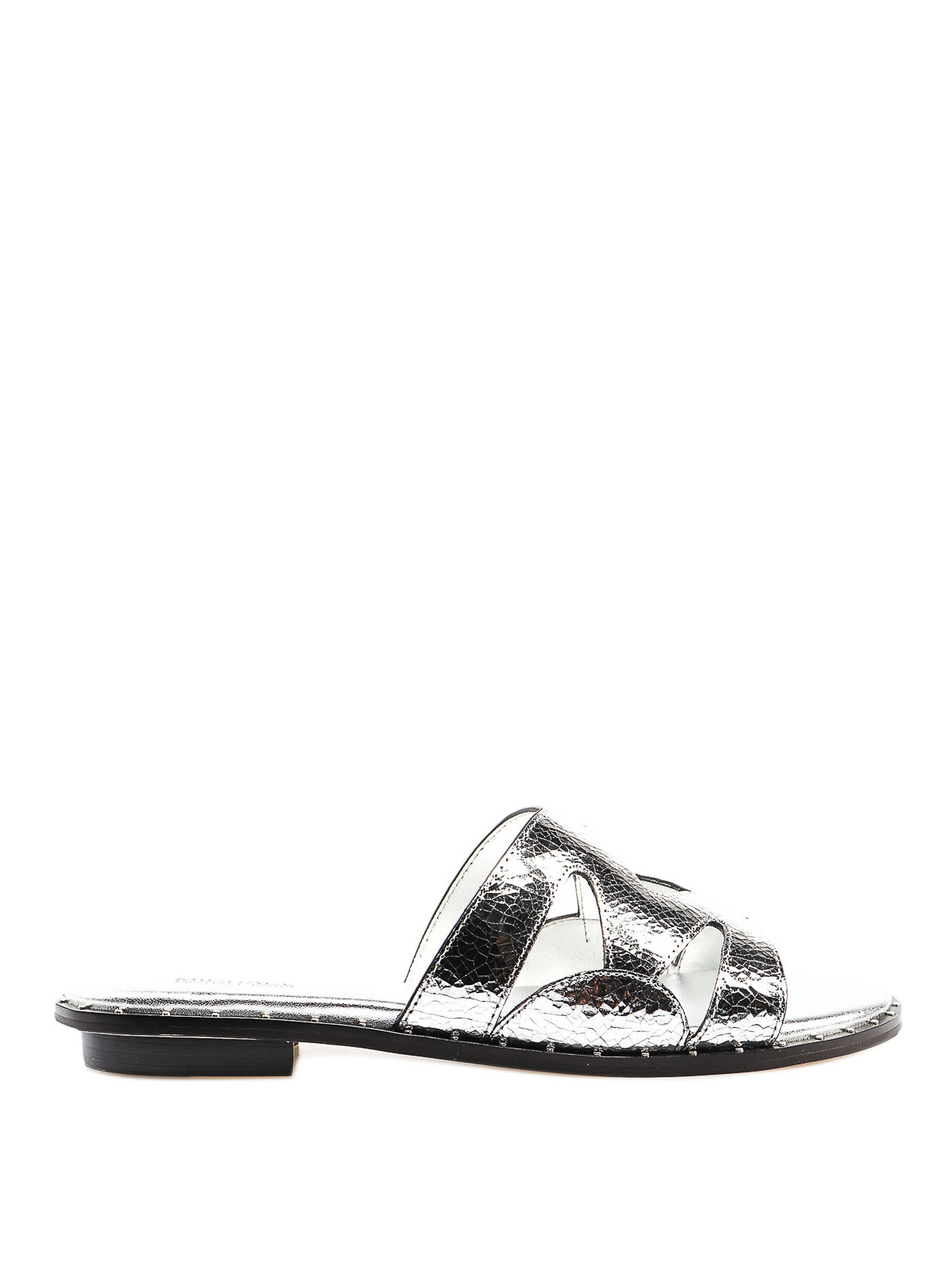Annalee silver leather slide sandals 