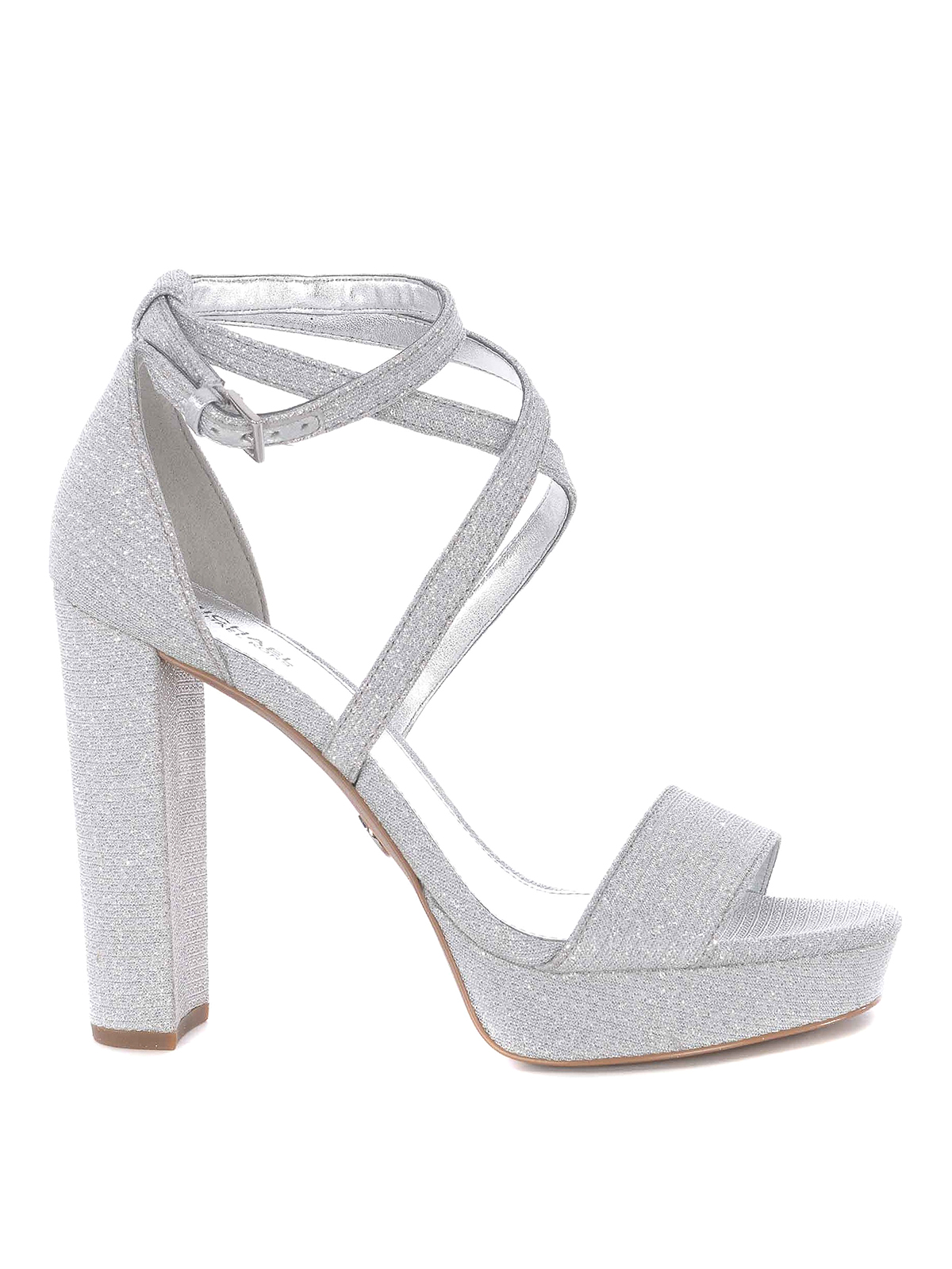 Michael Kors Charlize Lurex Sandals In Silver