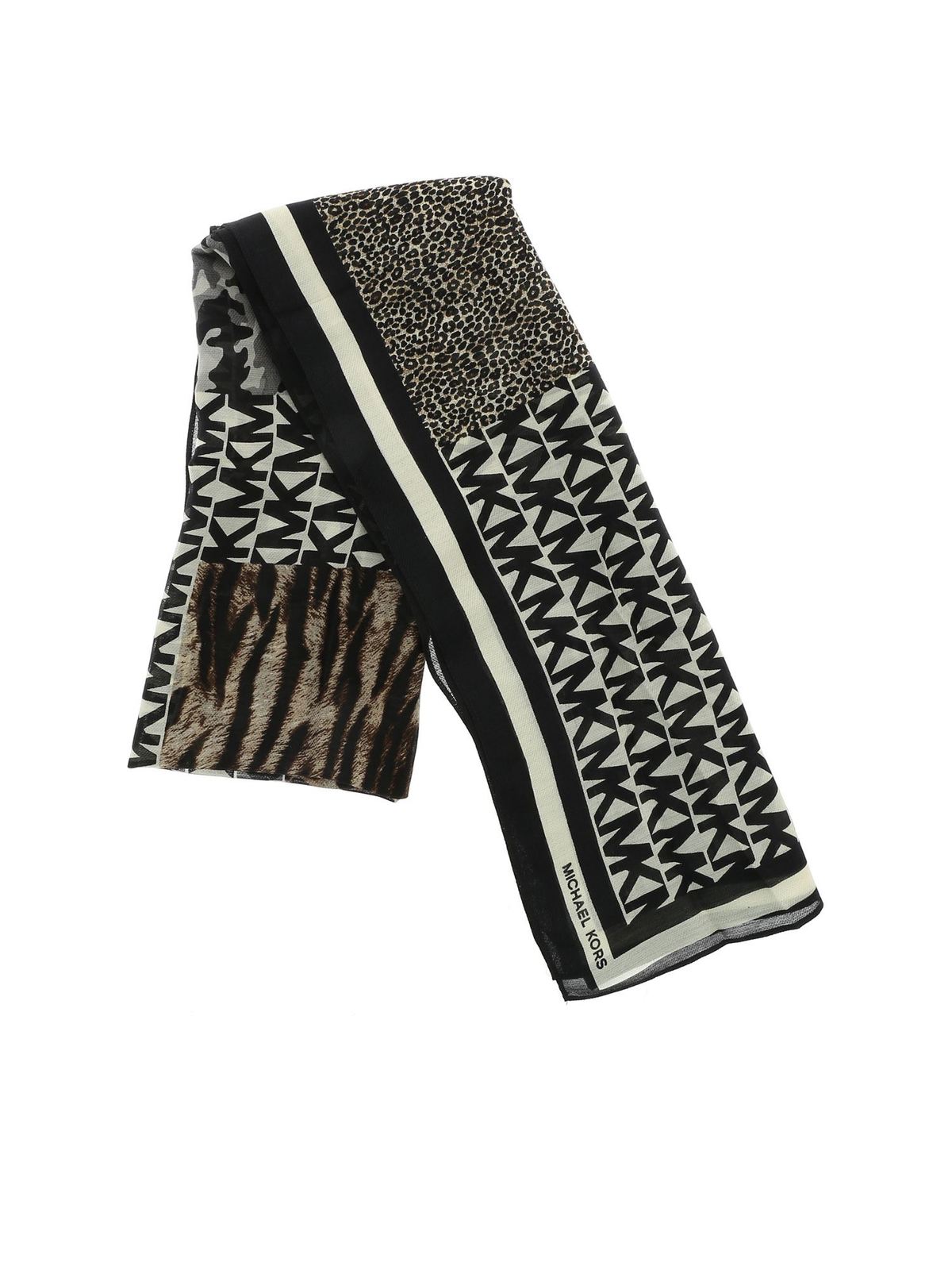 Scarves Michael Kors - MK scarf with animal prints - MF90B1WD8BBLACKMULTI