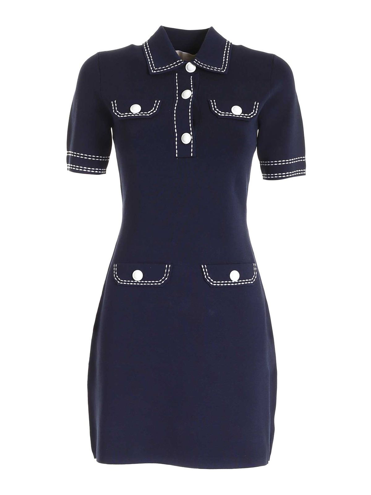 MICHAEL KORS CONTRASTING STITCHING DRESS IN BLUE