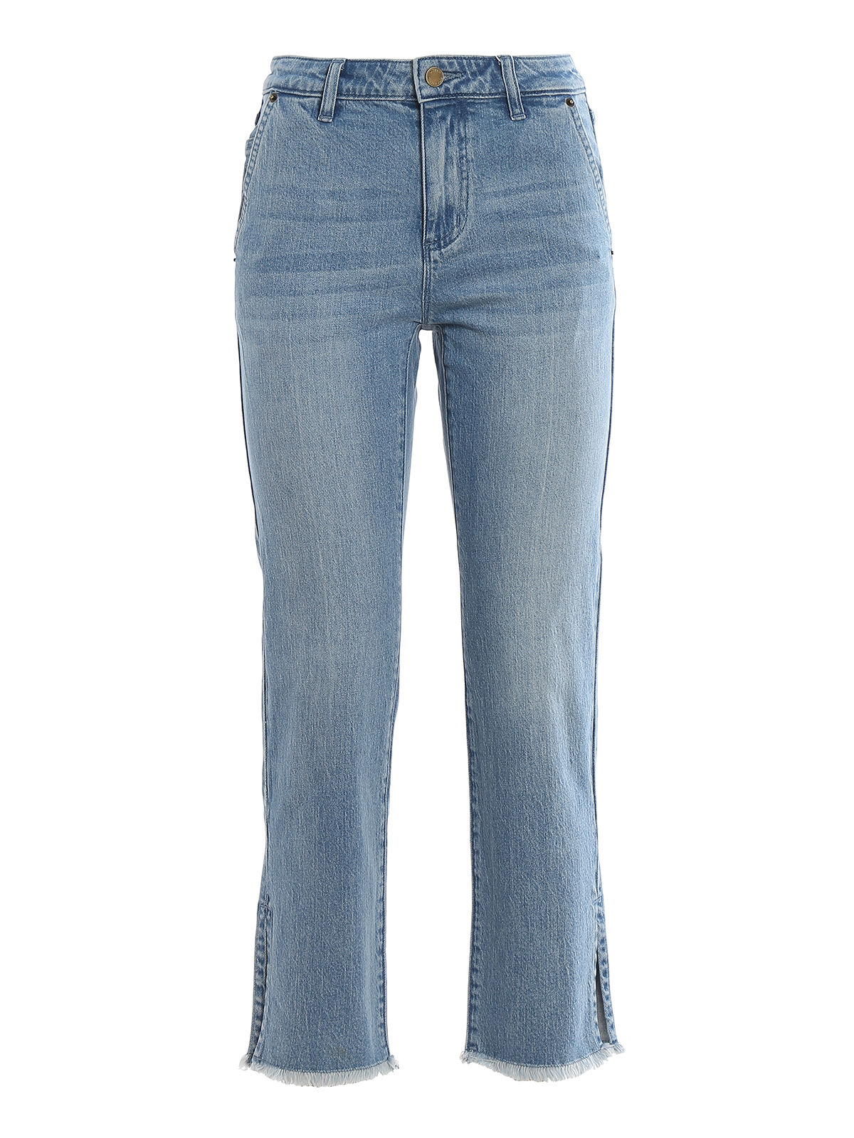 high waisted frayed hem jeans