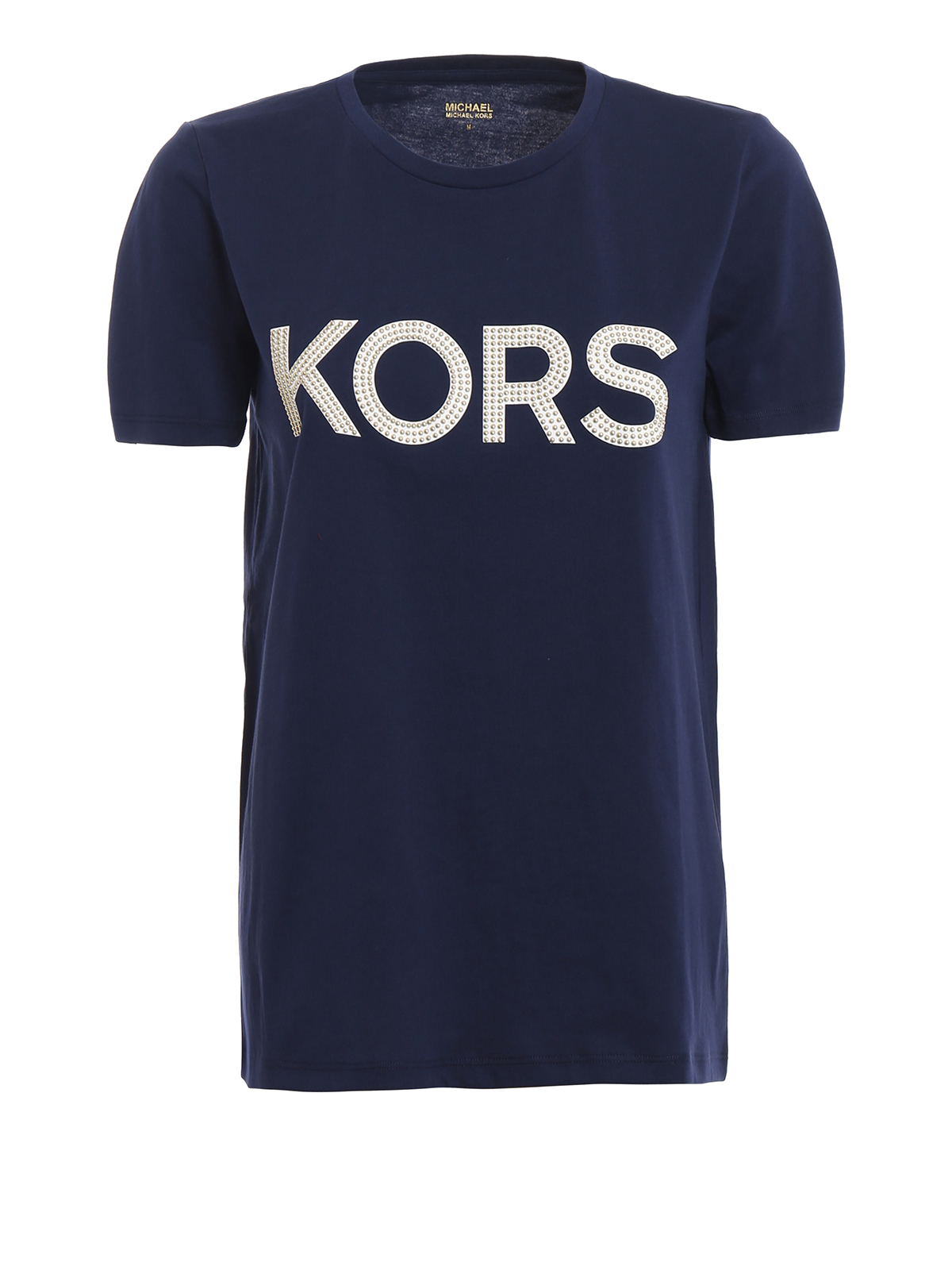 T-shirts Michael Kors - Studded Kors logo blue cotton T-shirt -  MH85M2Y97J456