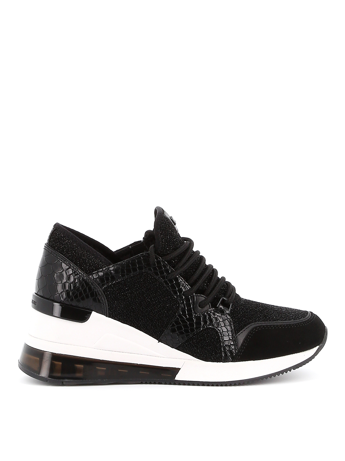 MICHAEL KORS LIV LEATHER AND LUREX TRAINERS