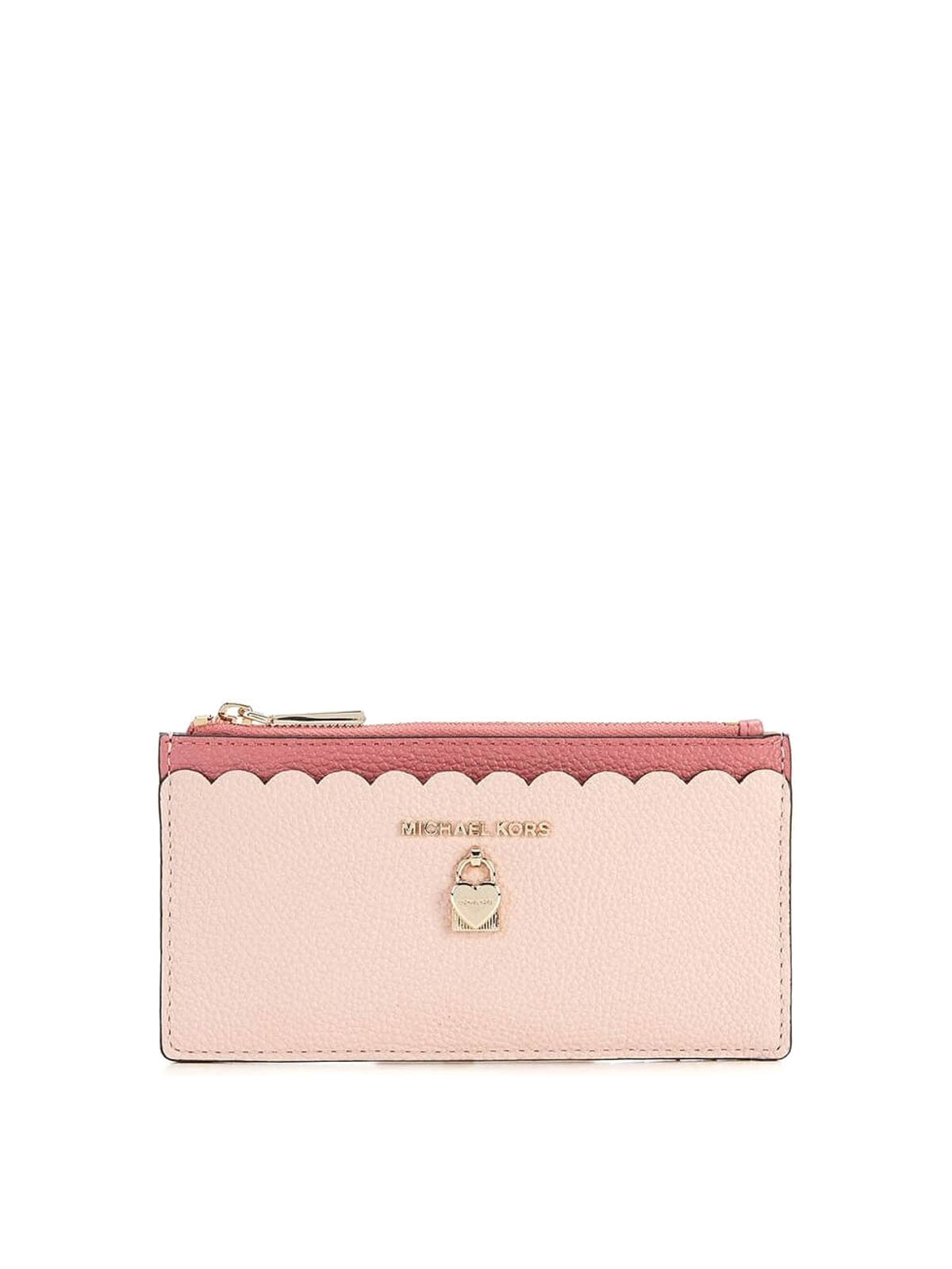 Scalloped two-tone leather wallet 