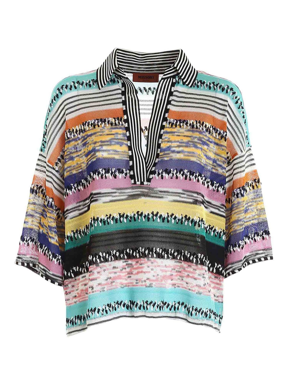 Missoni KNITTED MULTICOLOR BOXY BLOUSE