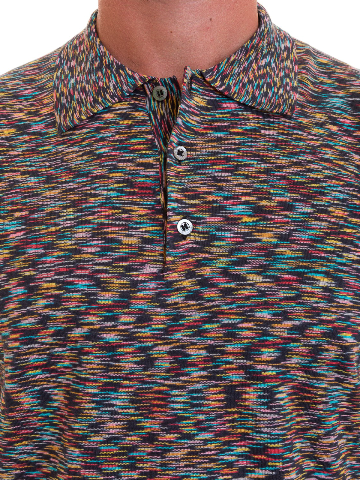 Multicolour knitted cotton polo shirt 