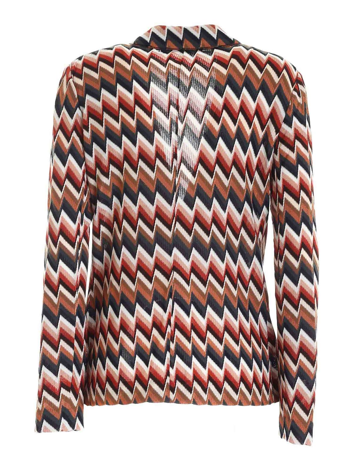 Missoni - Zig Zag pattern knitted multicolor jacket - blazers ...