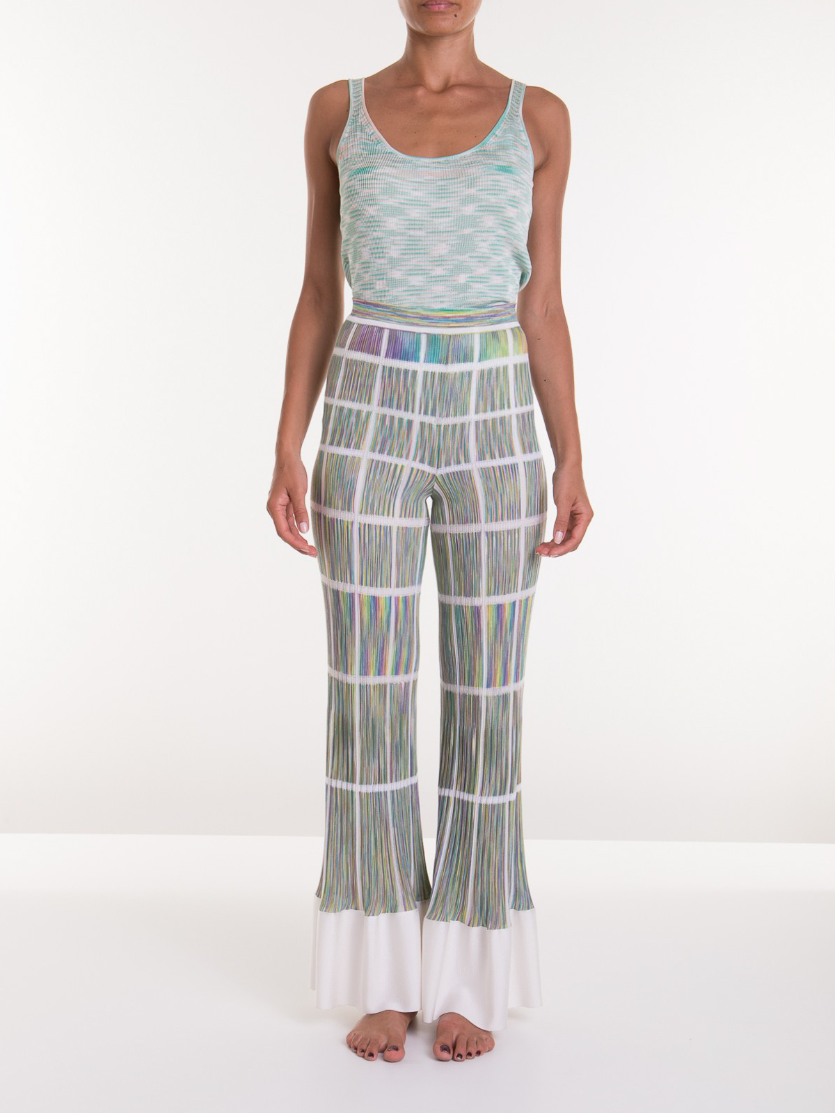 patterned flared trousers