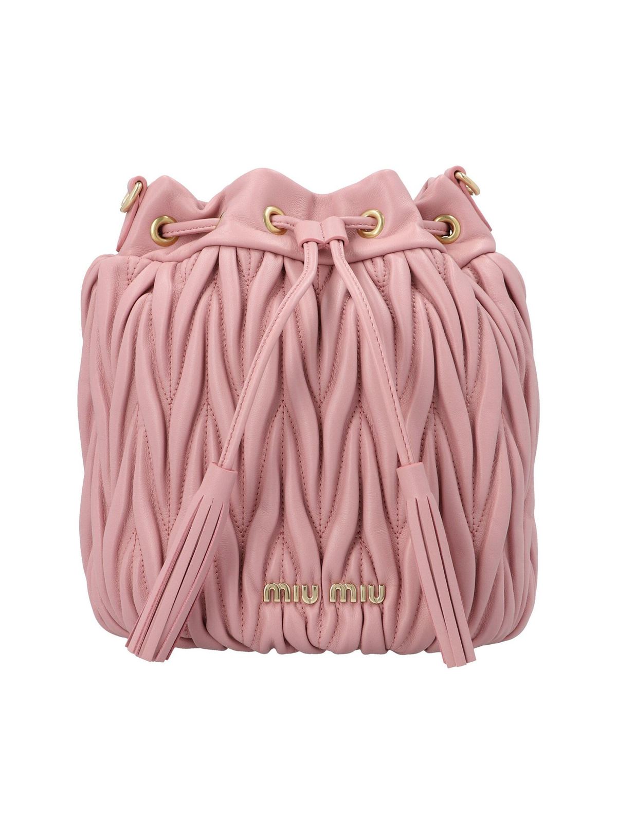 Bucket bags Miu Miu Matelassé bucket bag in pink 5BE014N88F0028