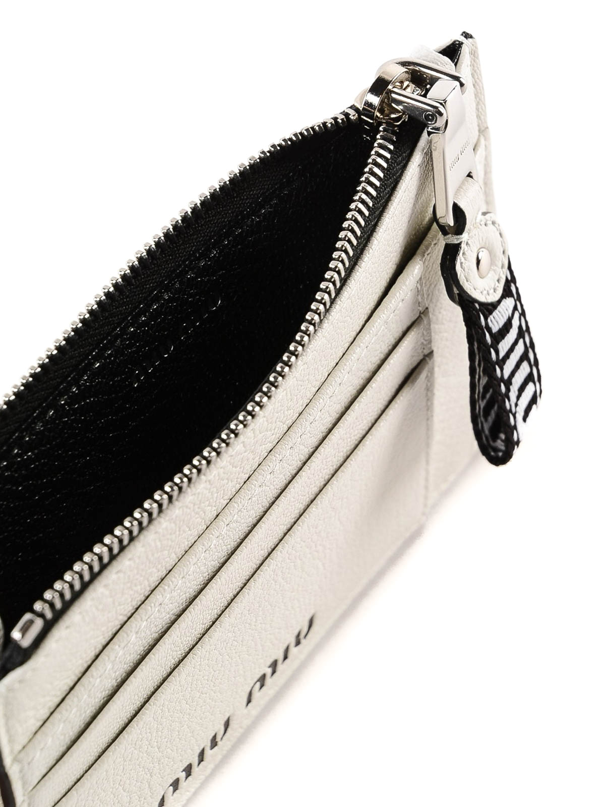 Wallets Purses Miu Miu White And Black Leather Cardholder 5mc4462b64009