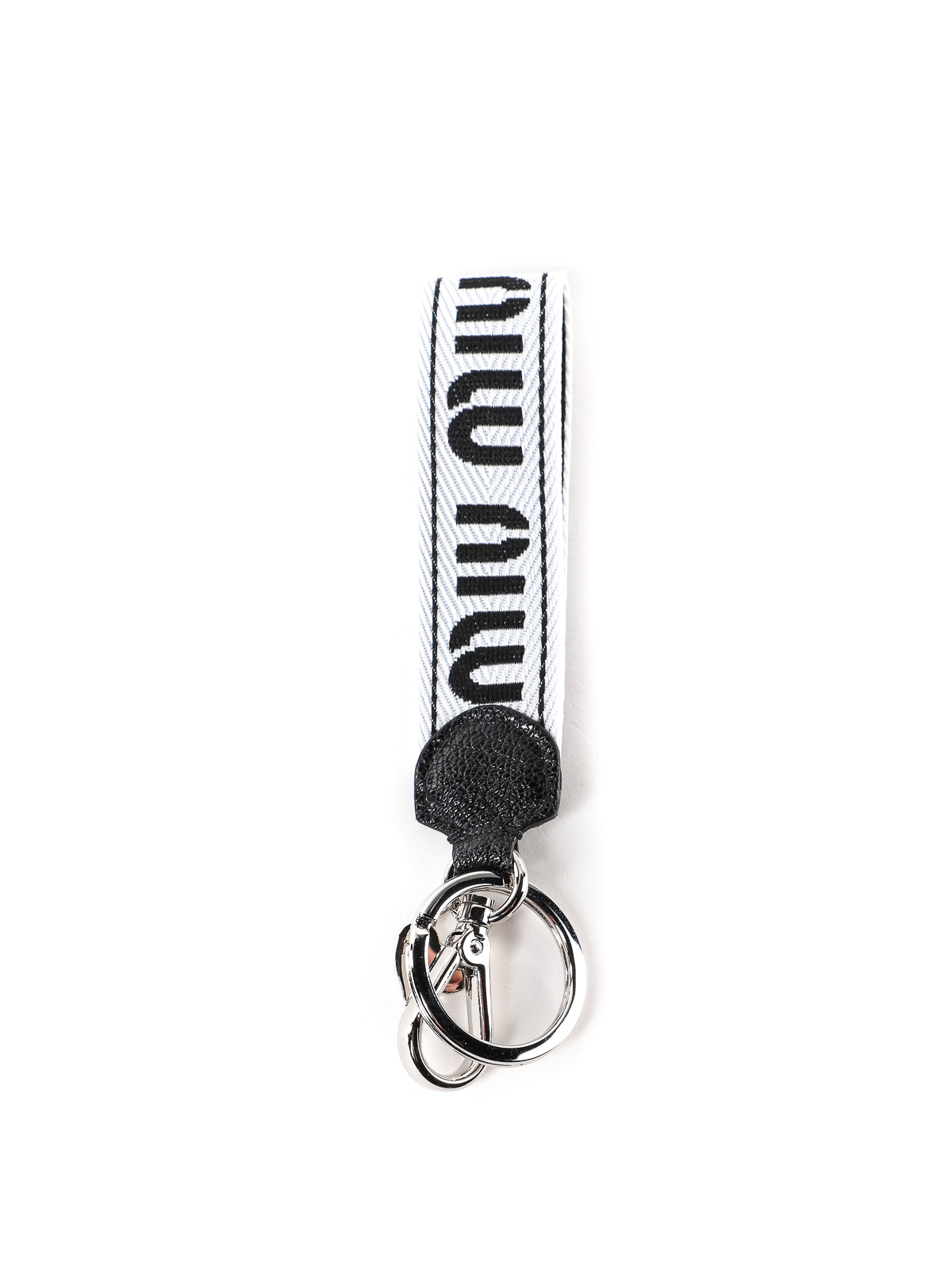 Key holders Miu Miu - Logo leather and fabric key holder - 5PP0852B64002