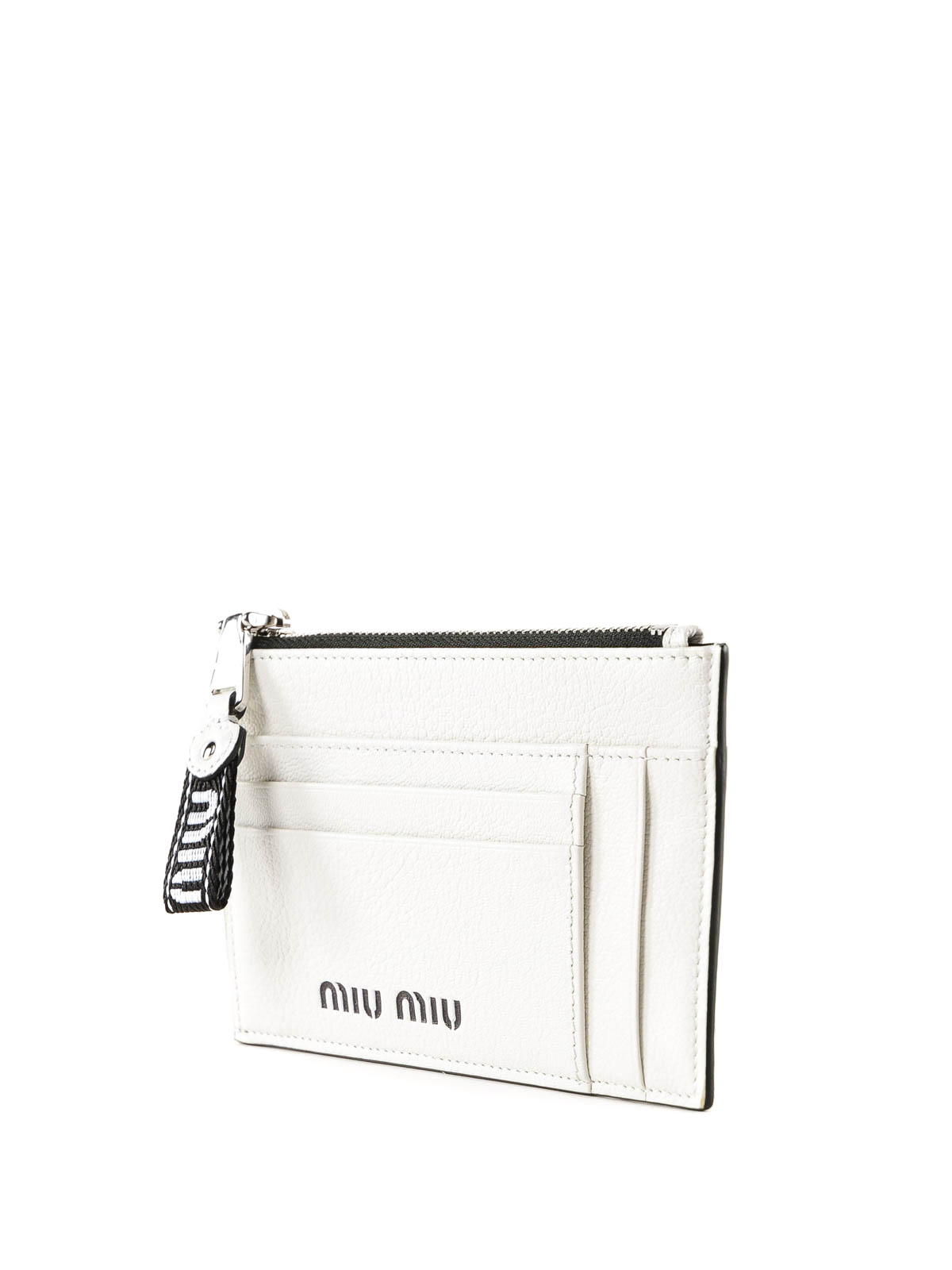 Wallets Purses Miu Miu White And Black Leather Cardholder 5mc4462b64009