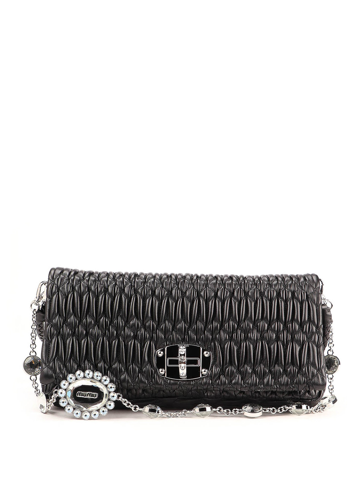 Miu Miu Napa Crystal Crossbody Bag In Black | ModeSens