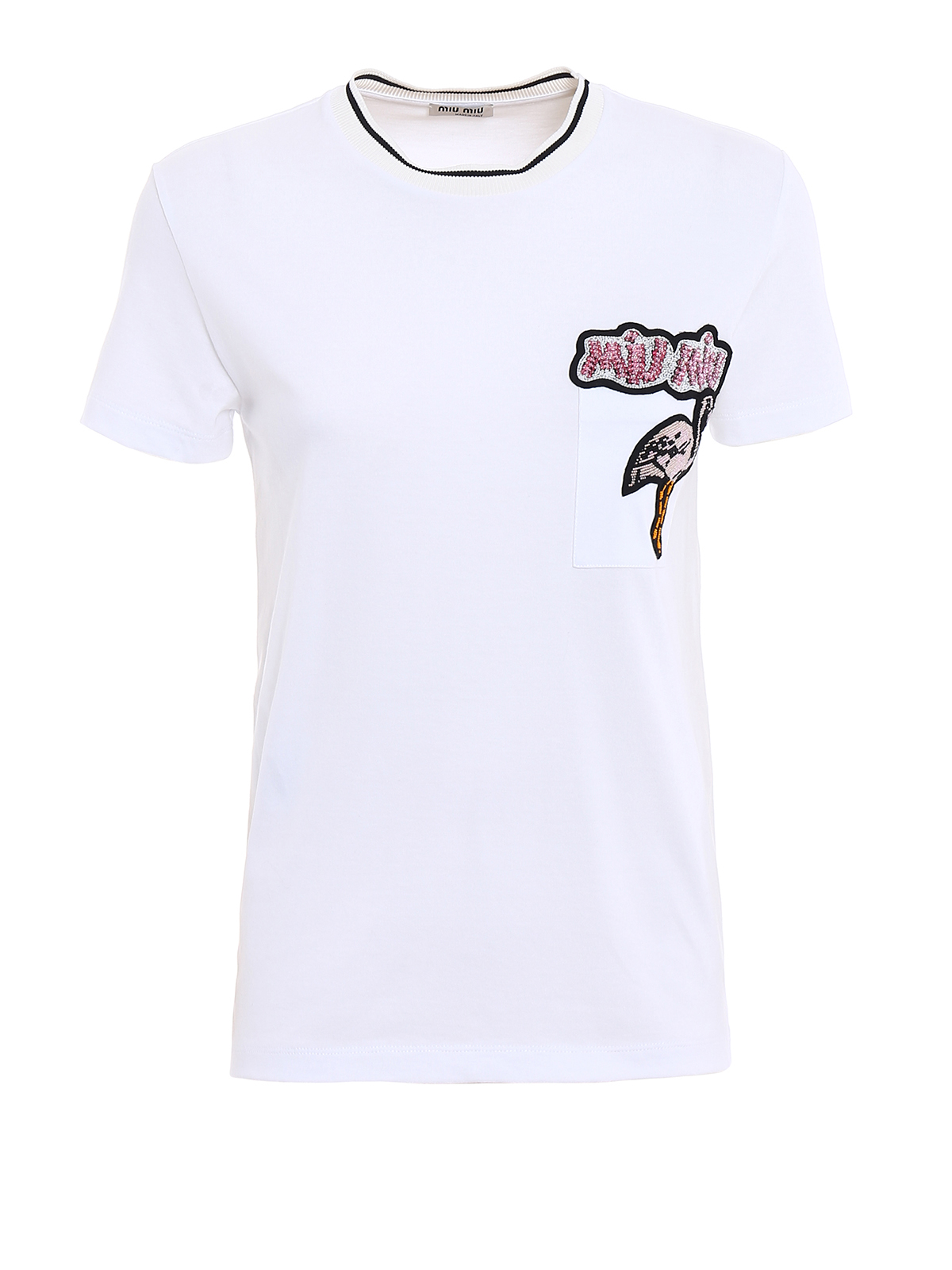 T Shirts Miu Miu Sequined Flamingo T Shirt Mjn0041qhwf0009 Ikrix Com