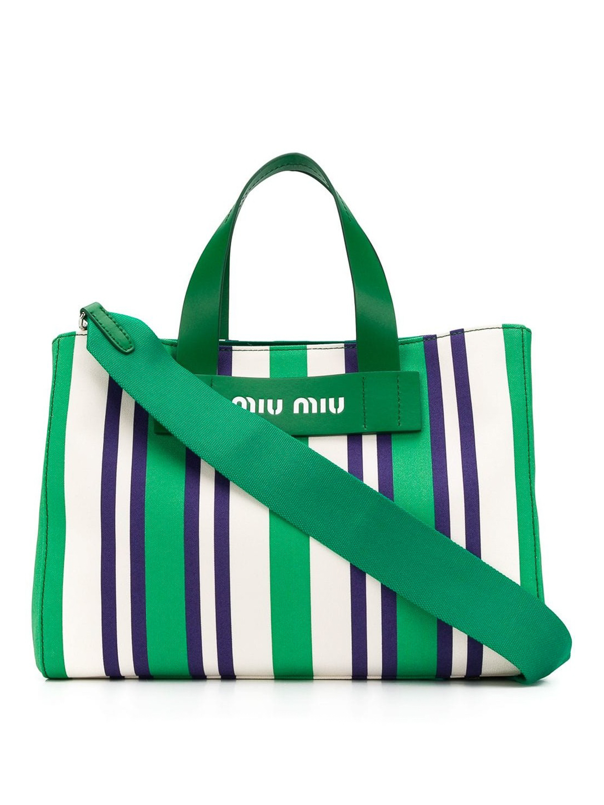Totes bags Miu Miu - Striped cotton tote bag - 5BA111VOOO2B7C089