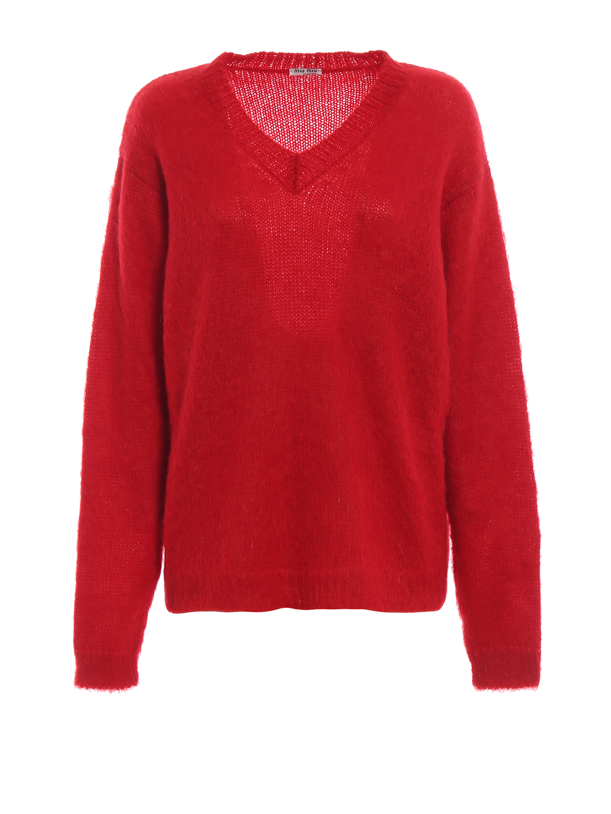 V necks Miu Miu - Red mohair oversized V-neck sweater - MML1431CT5011
