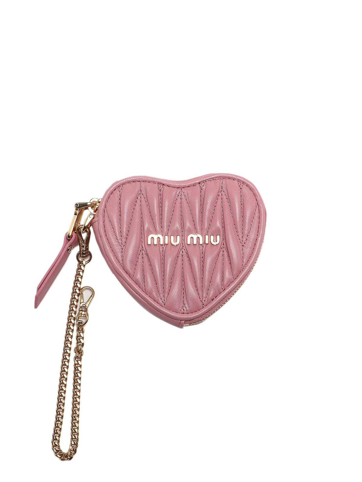 Miu Miu Leather Heart-shaped Trick In Pink