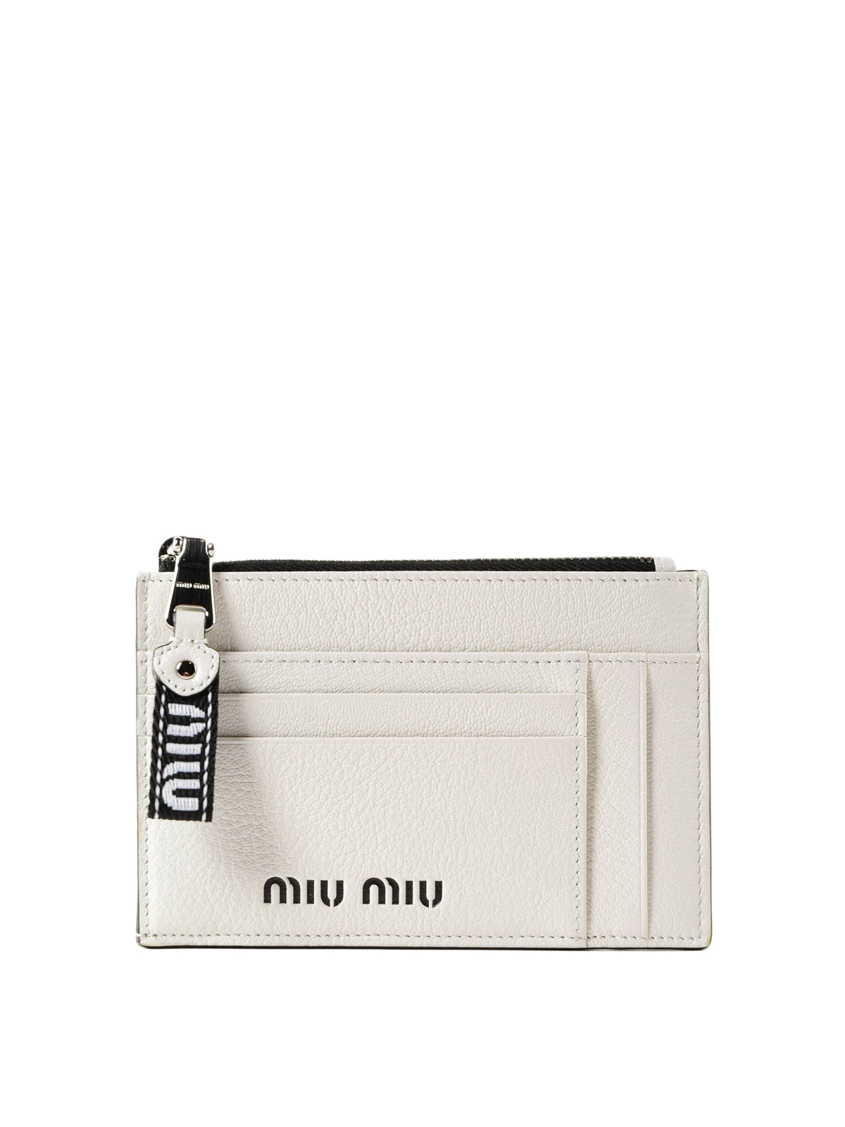 Wallets Purses Miu Miu White And Black Leather Cardholder 5mc4462b64009