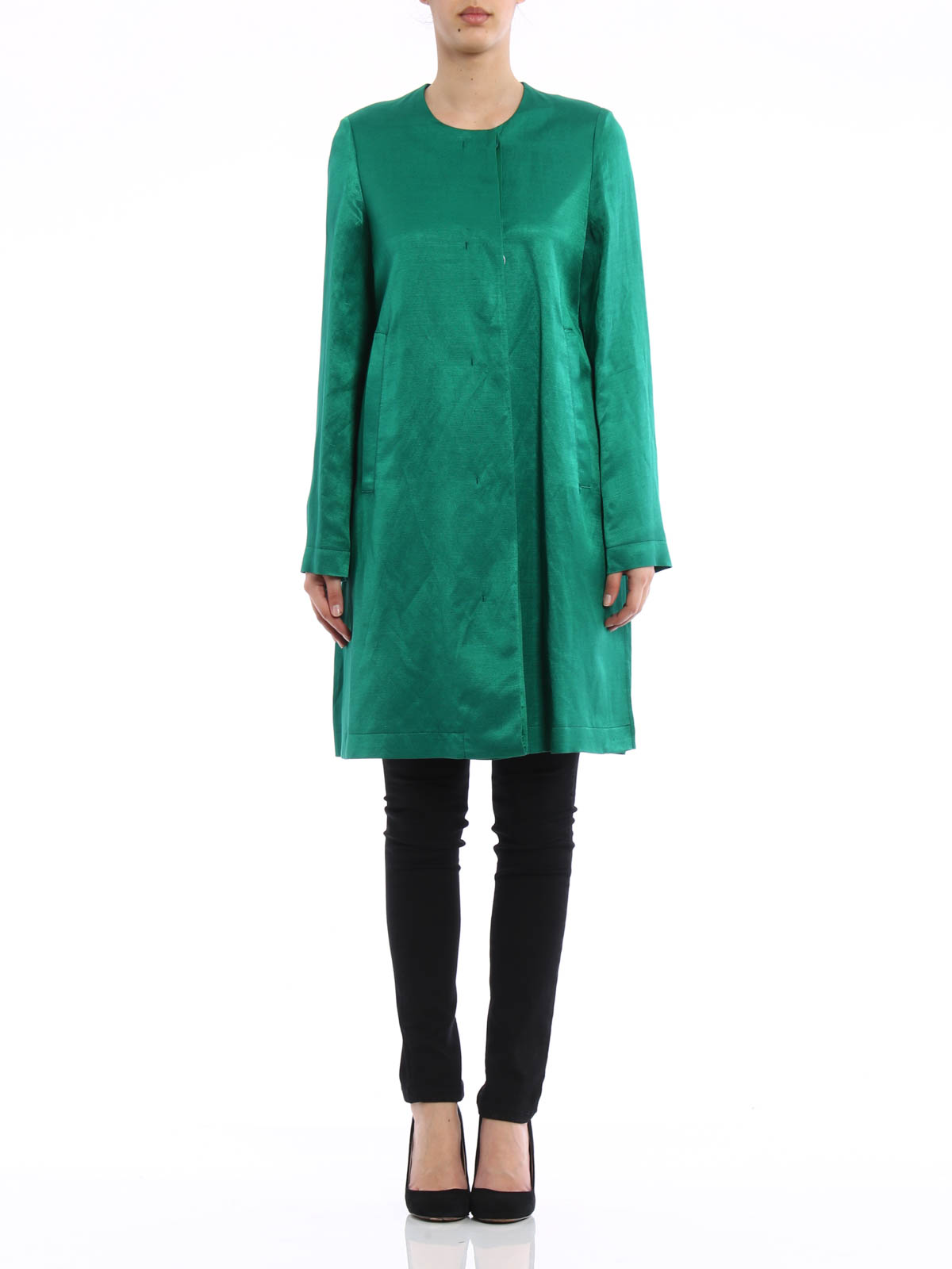 linen blend overcoat by mm6 maison margiela knee length linen blend overcoat by mm6 maison margiela knee length