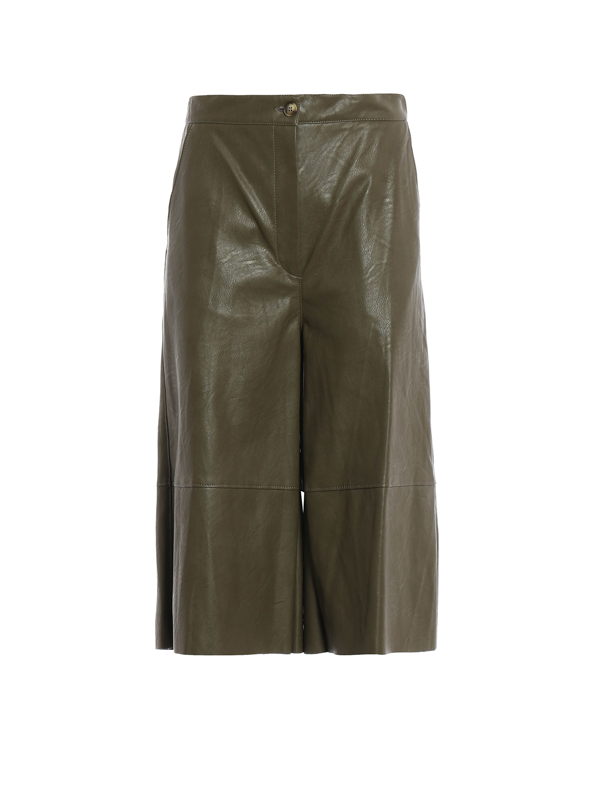 wide leg faux leather trousers