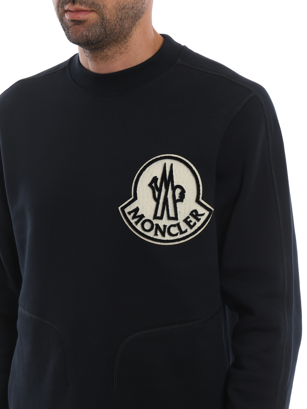 Sweatshirts & Sweaters Moncler - Flock logo maxi patch dark blue 