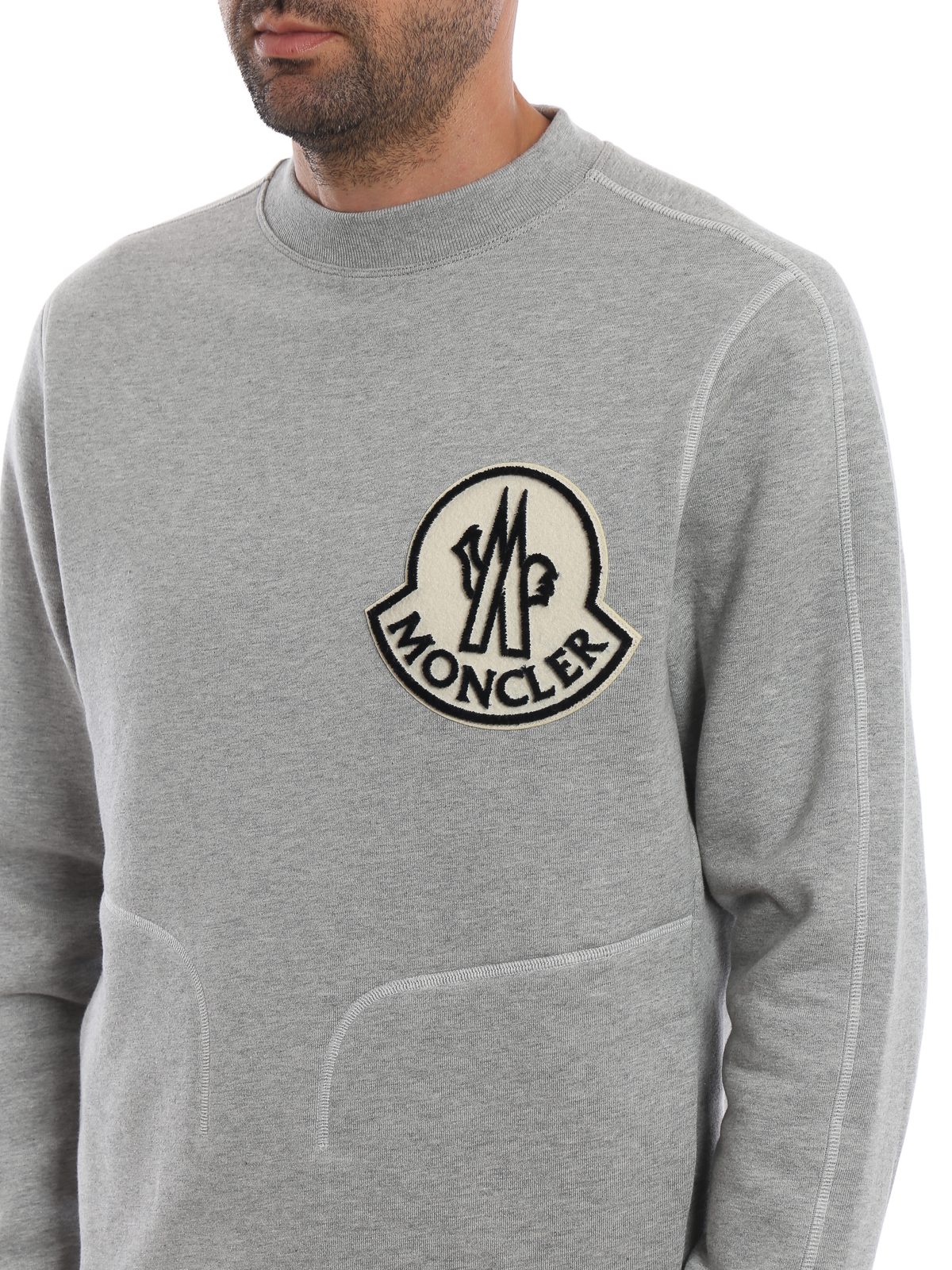 Sweatshirts & Sweaters Moncler - Flock logo maxi patch grey 