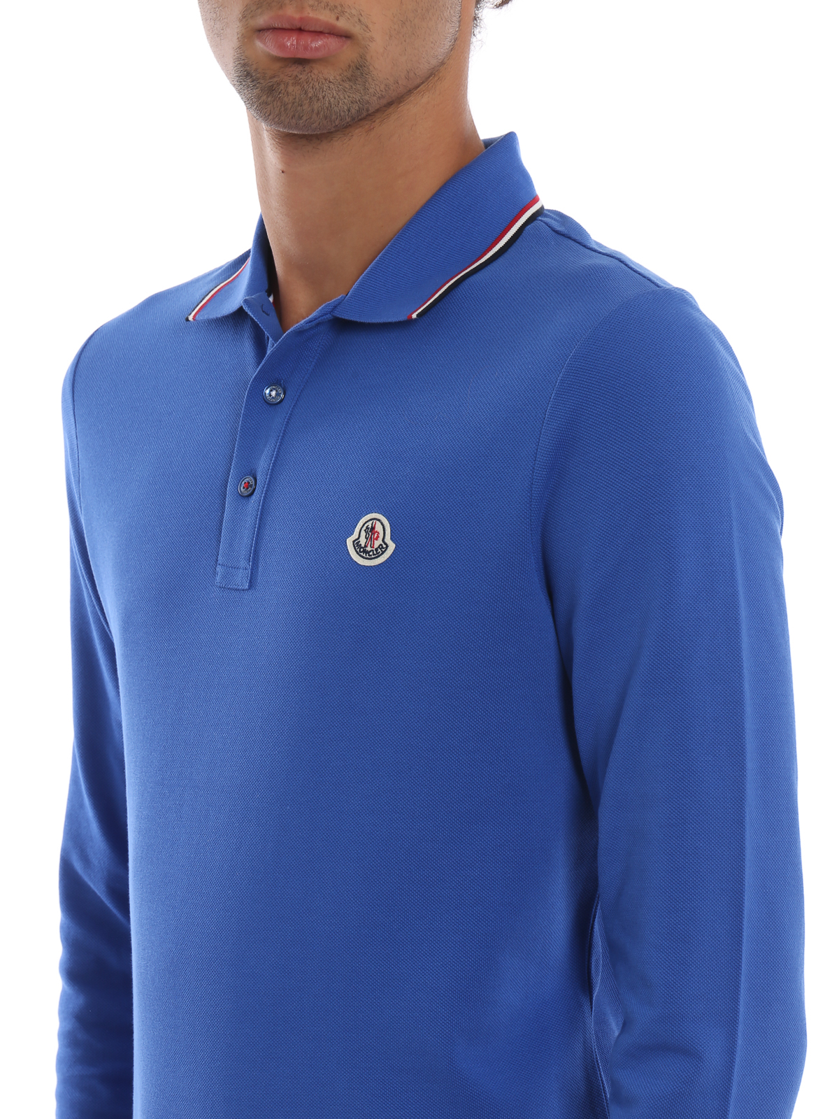 Polo shirts Moncler - Royal blue long sleeve polo shirt ...