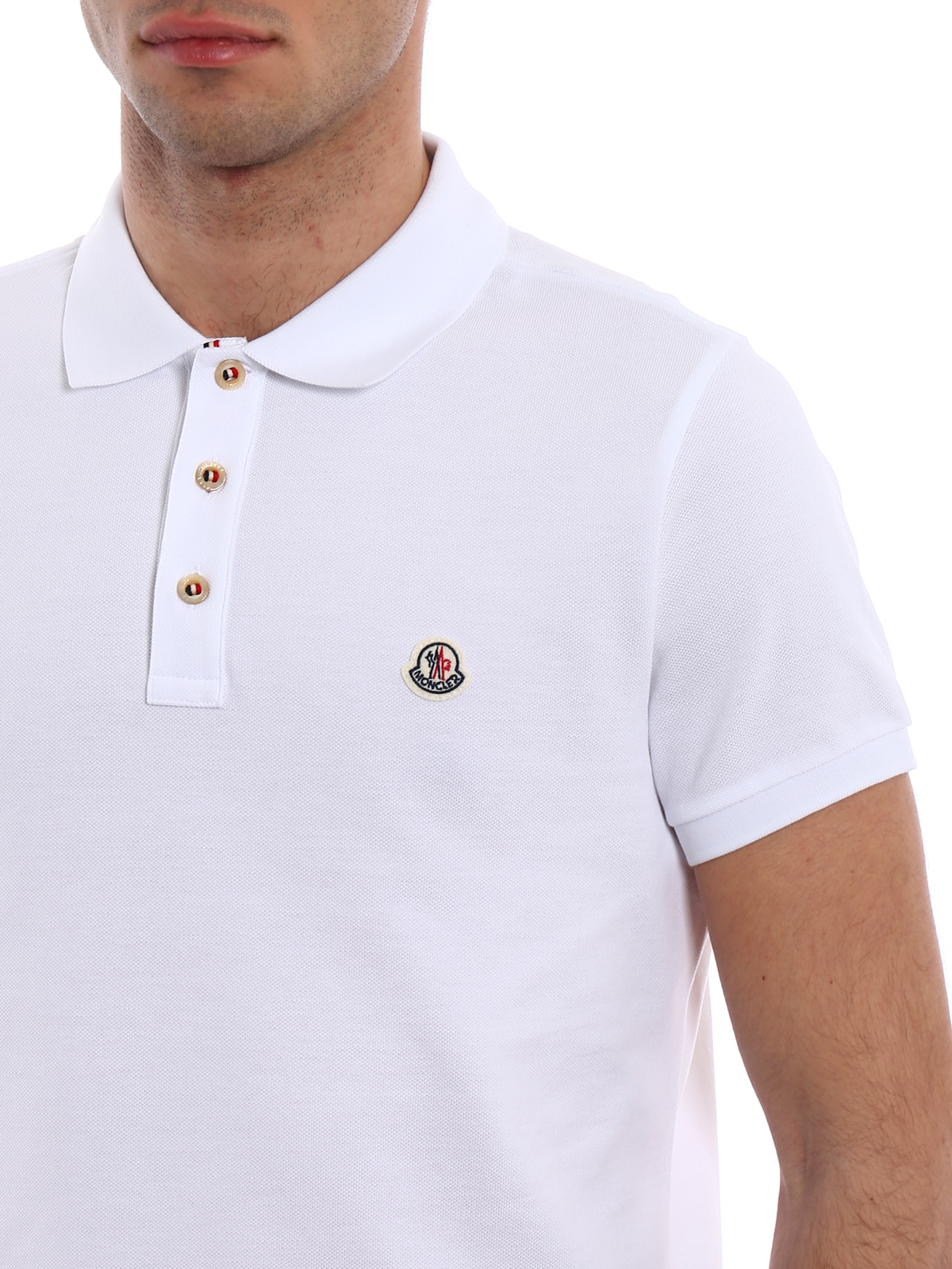 Moncler - Tricolour placket white polo shirt - polo shirts - 834080084556001