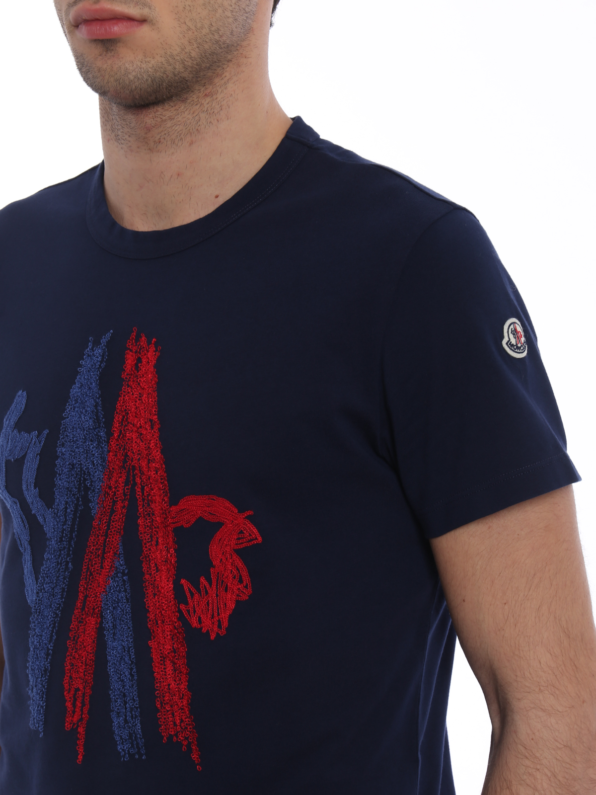 Moncler - Two-tone embroidered blue Tee 