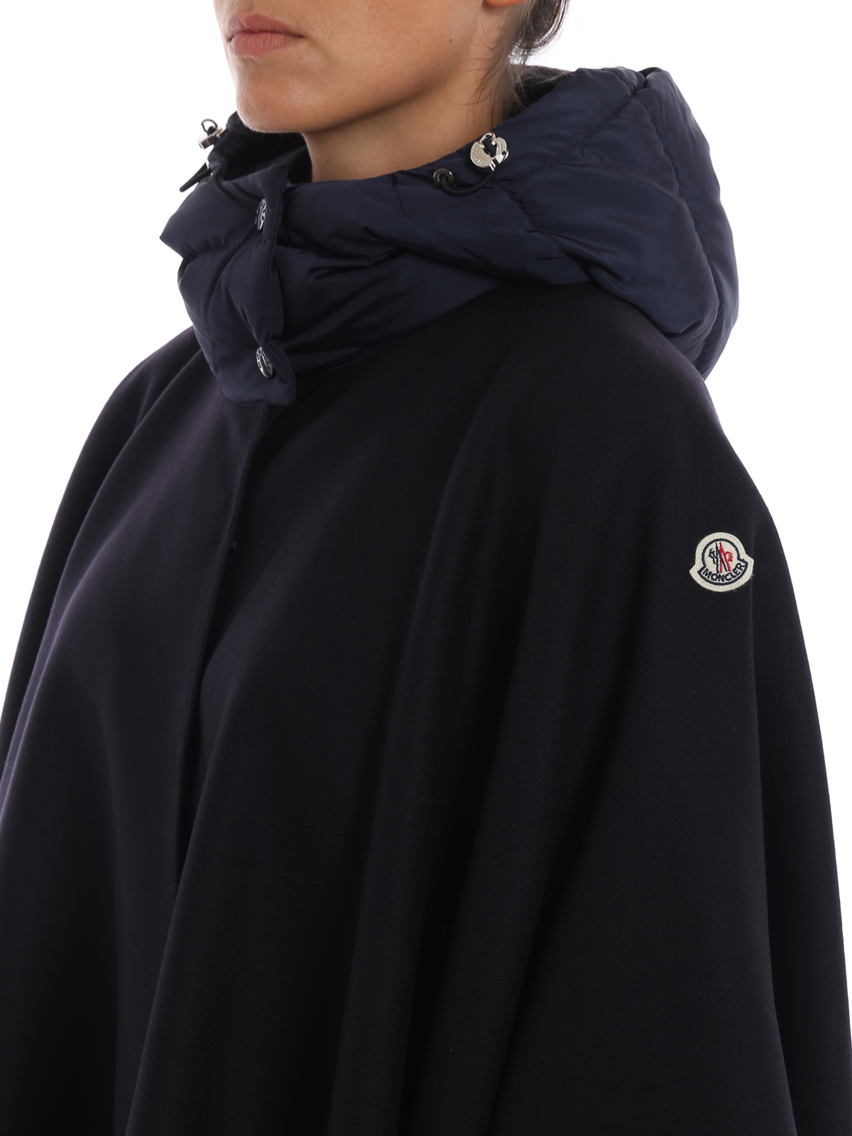 Capes & Ponchos Moncler - Wool cape with padded nylon hood 