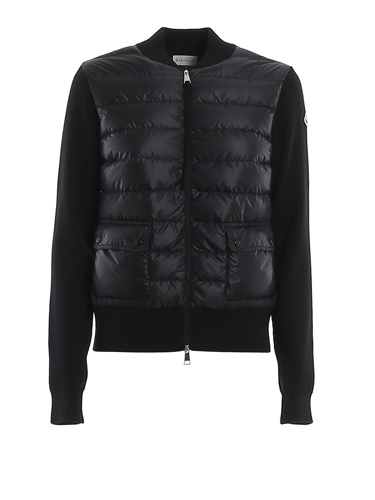 Cardigans Moncler - Padded front black tricot cardigan