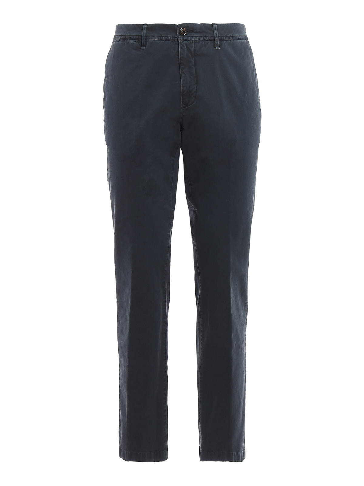 MONCLER BLUE COTTON TWILL CHINO TROUSERS