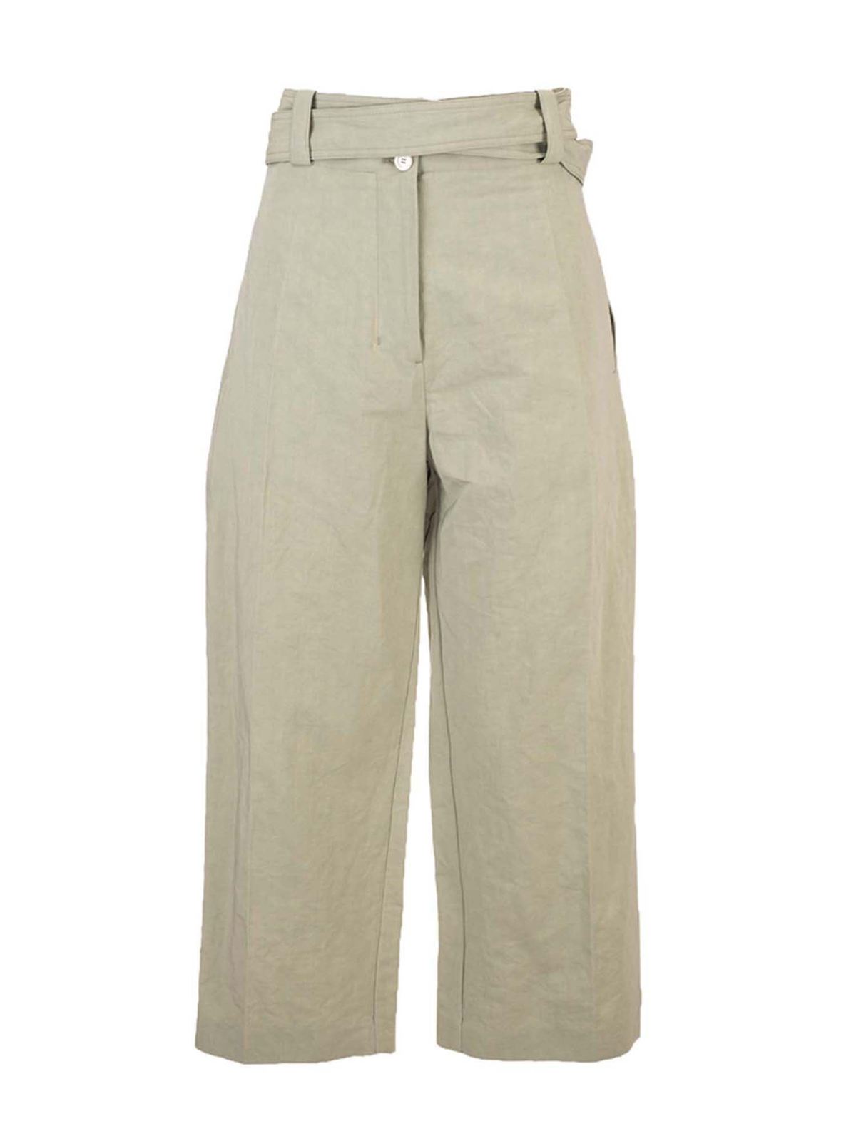 Moncler Cropped Trousers In Khaki In Beige