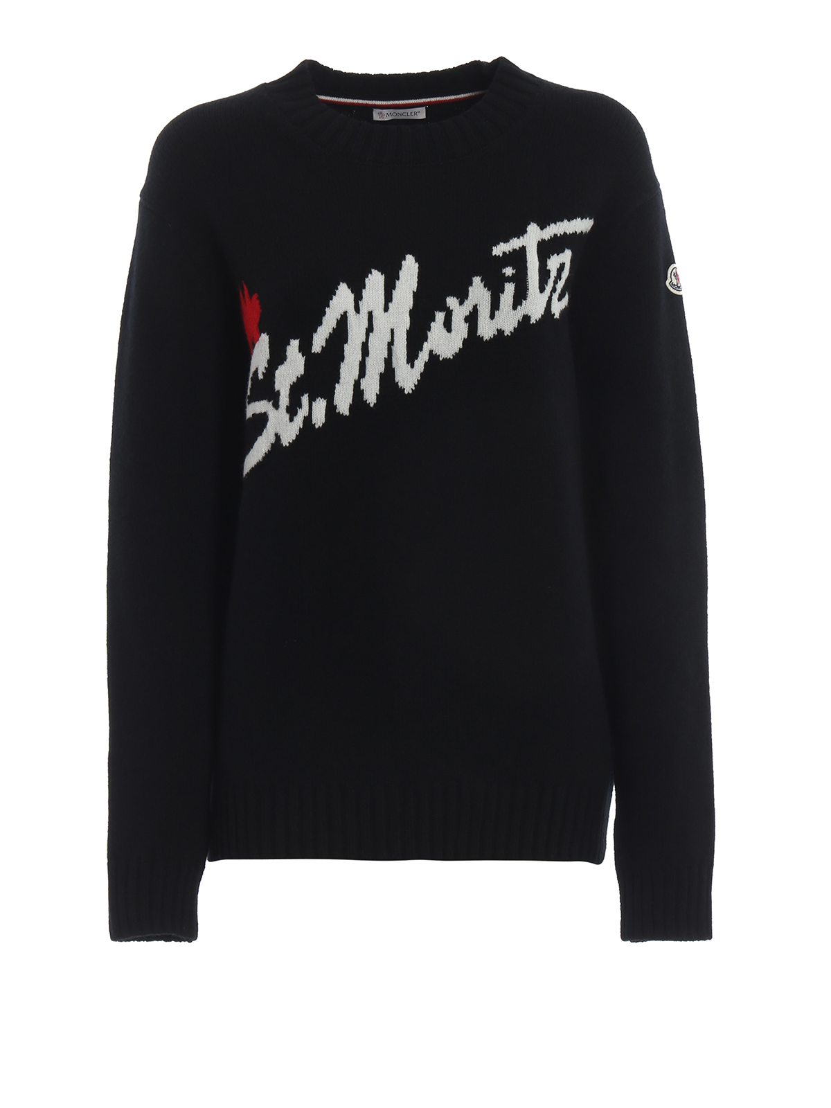 Crew necks Moncler - St. Moritz intarsia wool and cashmere sweater ...