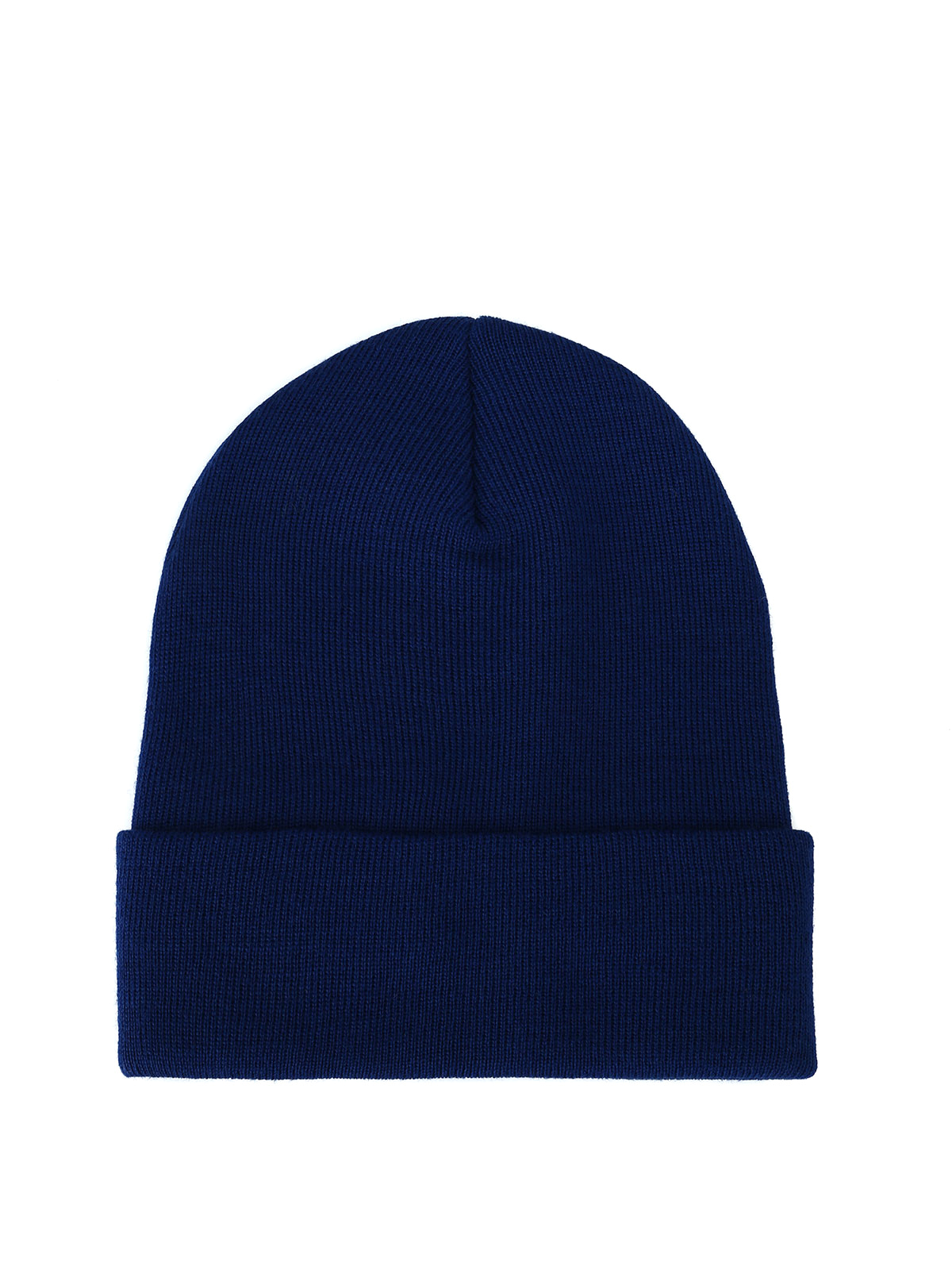 knitted wool beanie with logo patch 