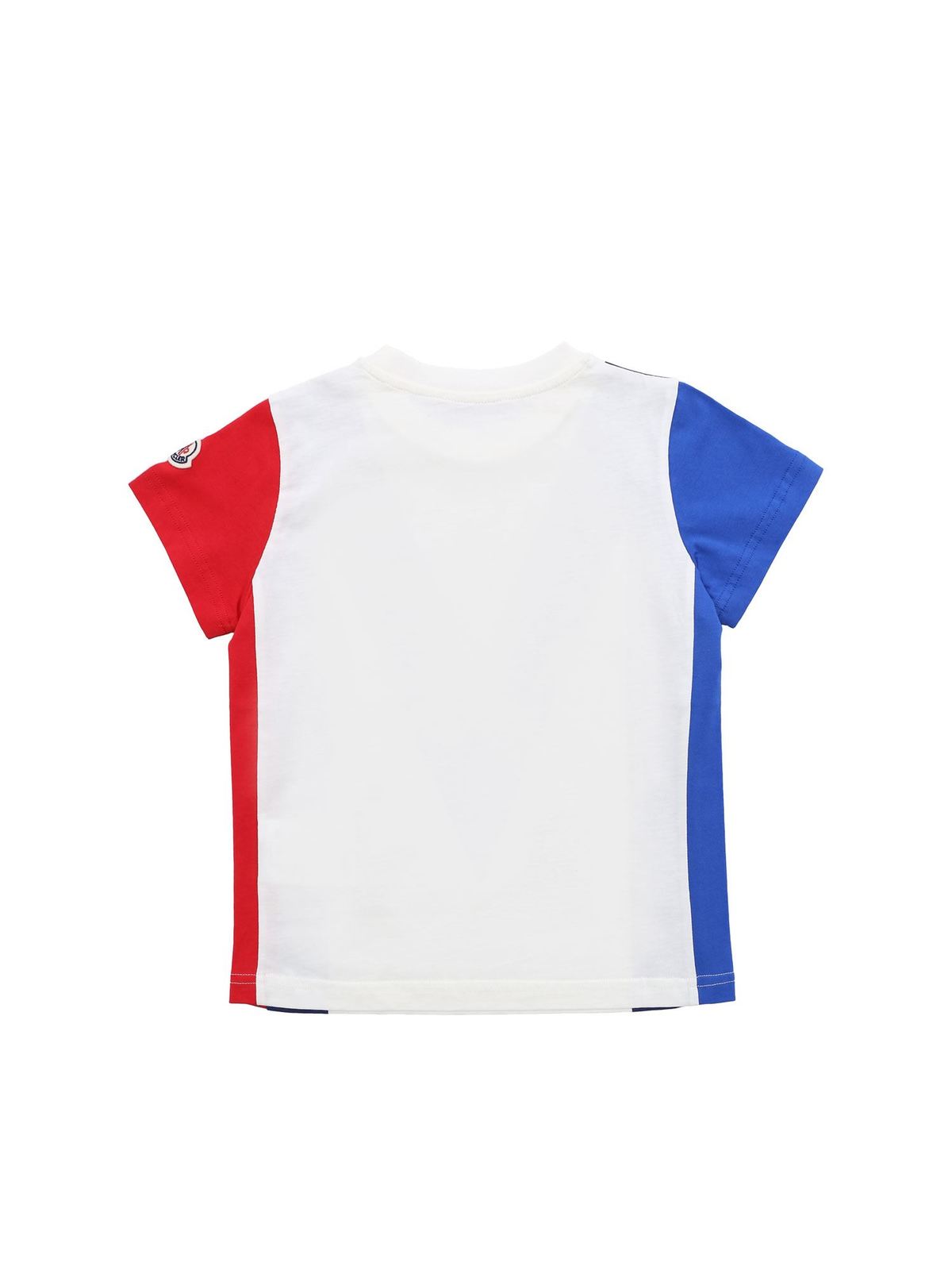 Logo patch T-shirt in blue red and ivory