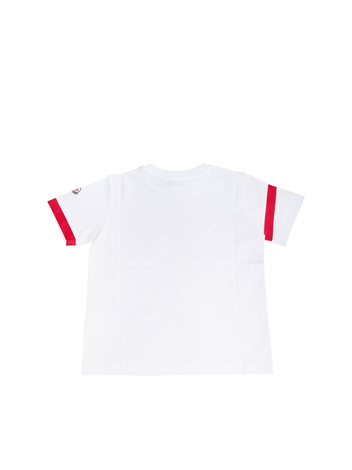 red and white moncler shirt