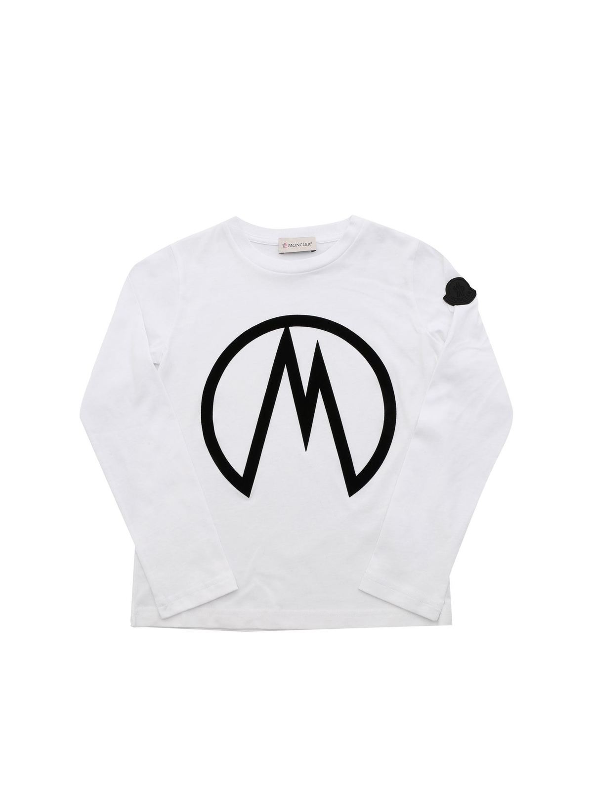 T-shirts Moncler Jr - Flock logo print T-shirt in white - 8D7062083092001