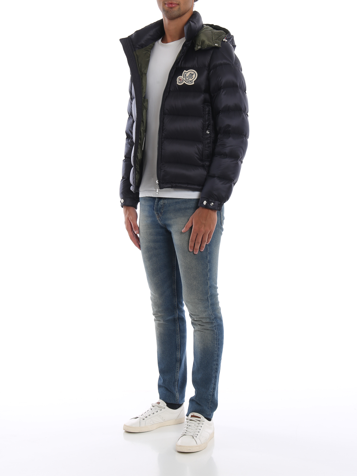 Padded jackets Moncler - Bramant blue hooded puffer jacket 