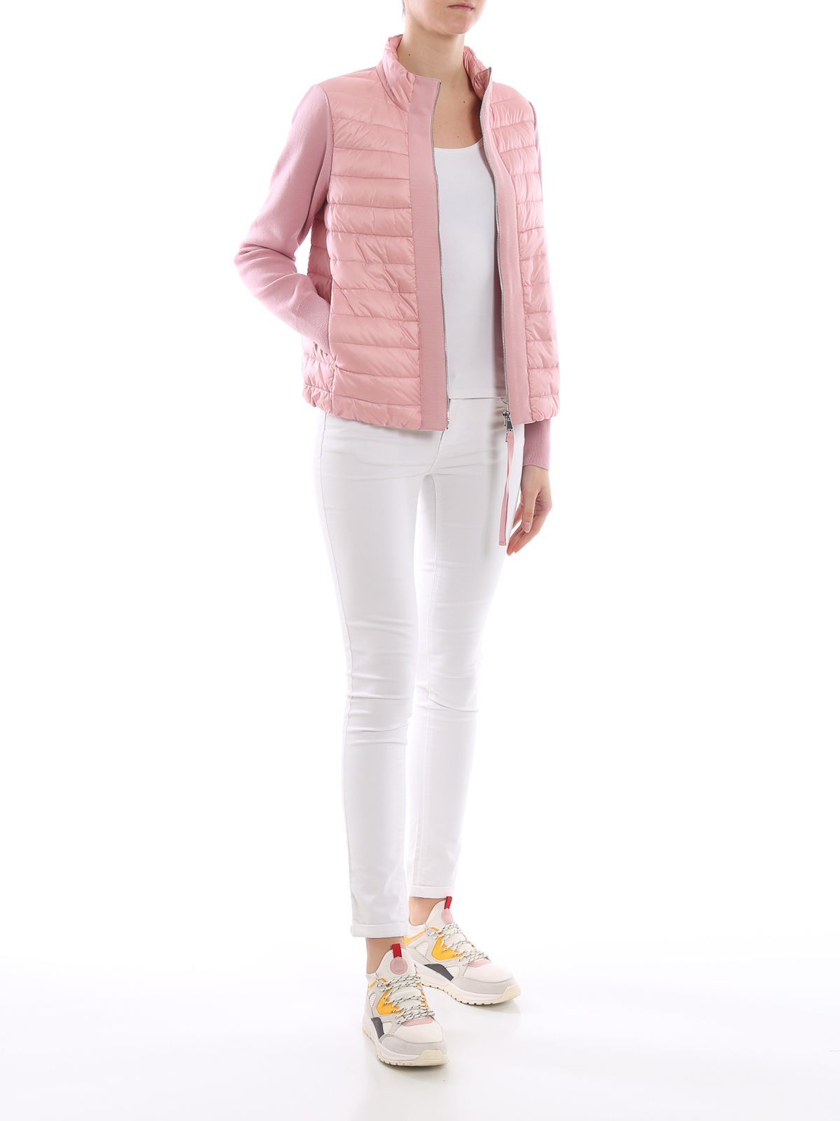 Padded jackets Moncler Puffer jacket with knit wool sleeves