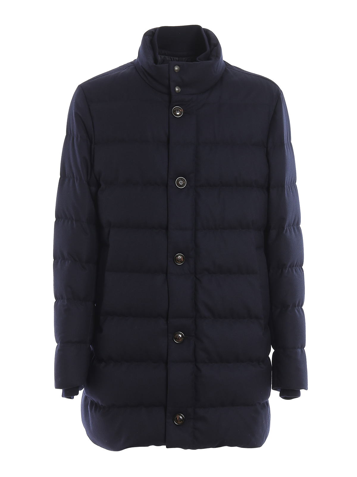 Moncler Baudier Wool Padded Coat In Dark Blue | ModeSens