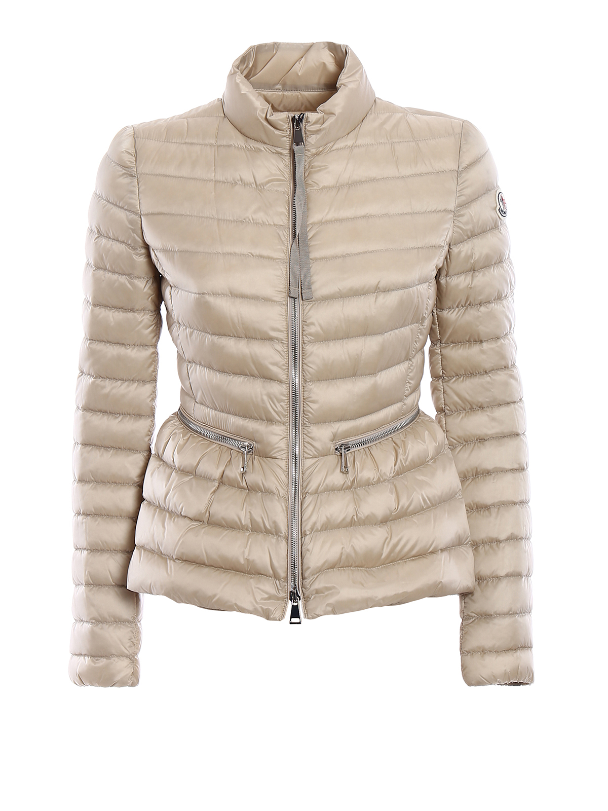 Padded jackets Moncler - Agate fitted beige puffer jacket ...