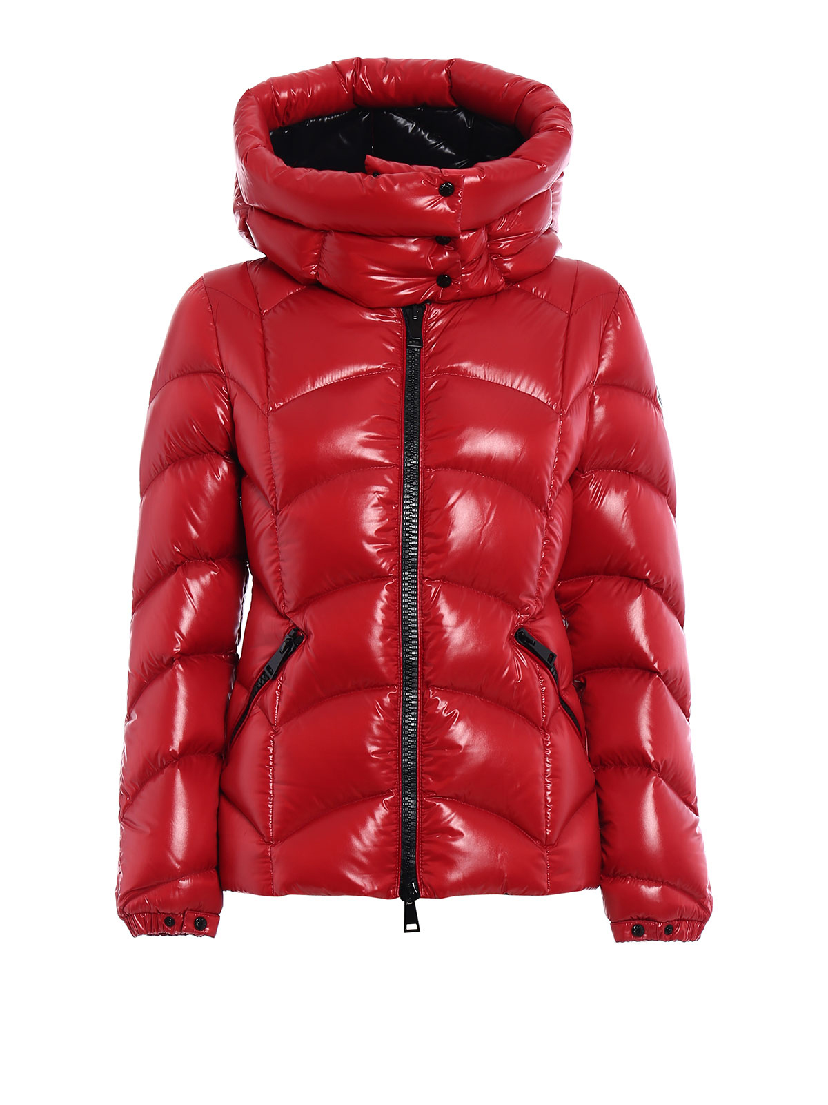 Padded jackets Moncler - Akebia glossy puffer hooded jacket ...